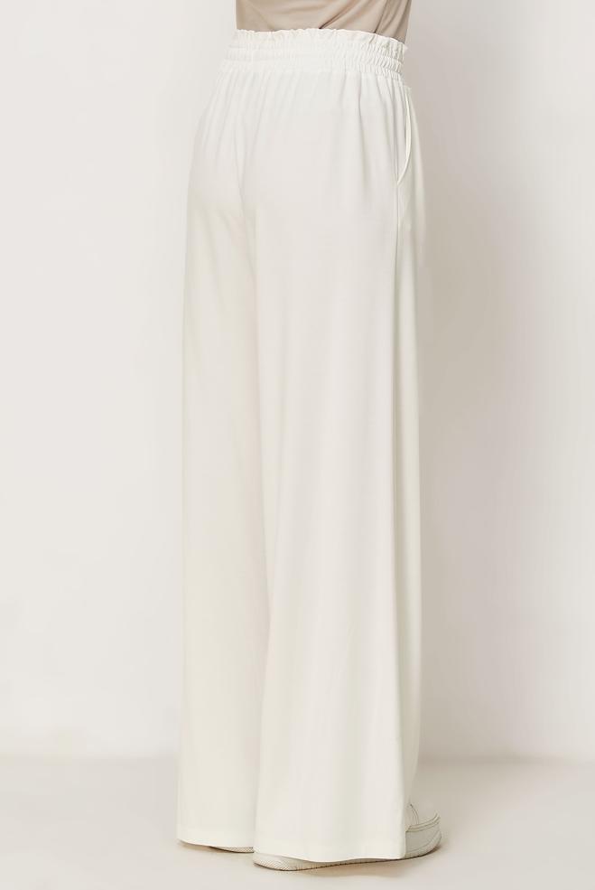 Hijab clothing WHITE ELASTIC WAIST PANTS 70993 - ALVİNA