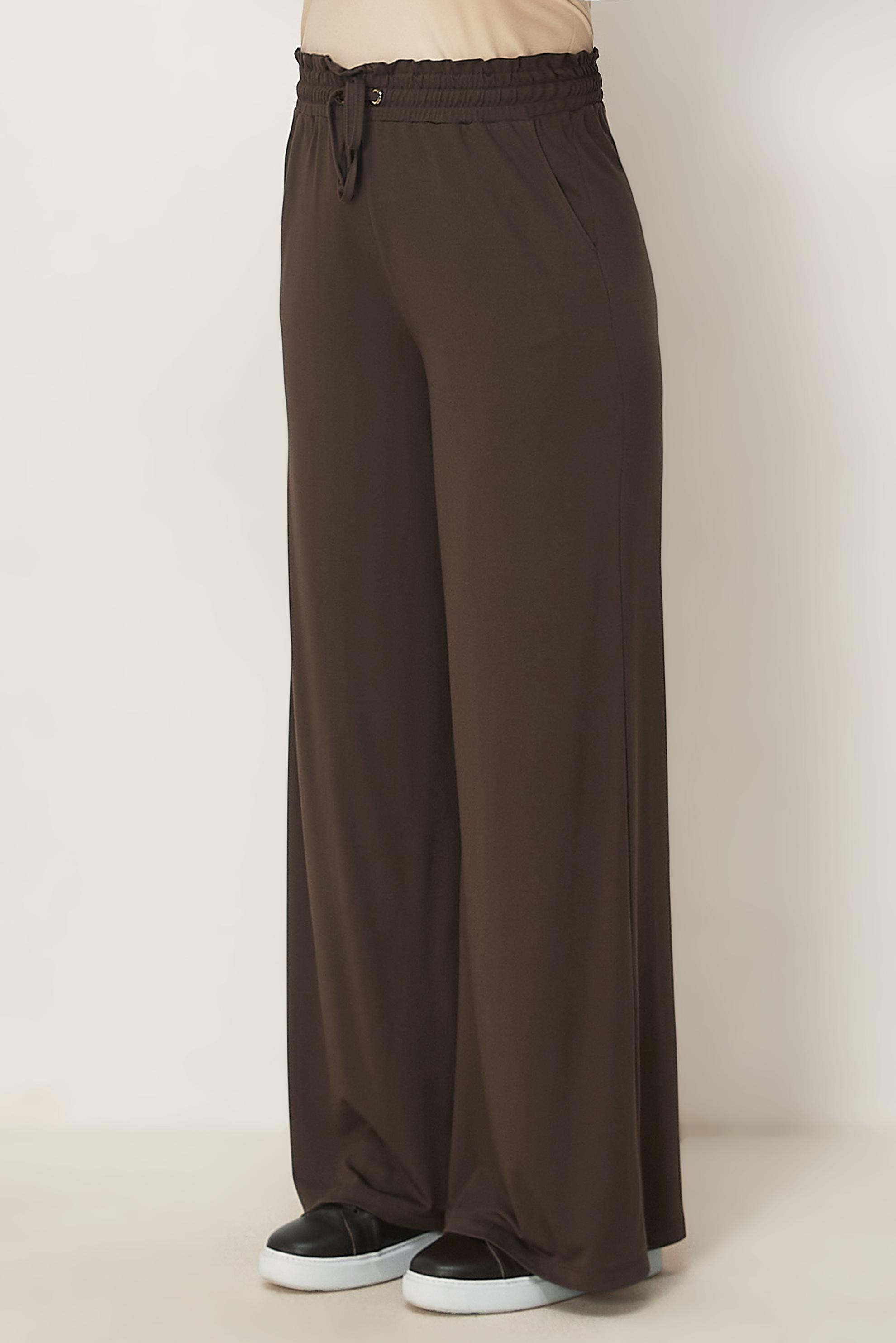 Tesettür giyim KAHVE BELİ LASTİKLİ PANTOLON 70993