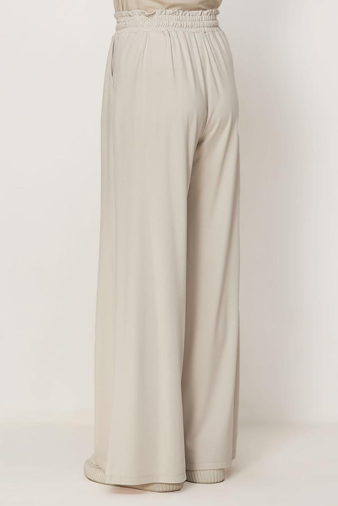 Hijab clothing ECRU ELASTIC WAIST PANTS 70993 - ALVİNA