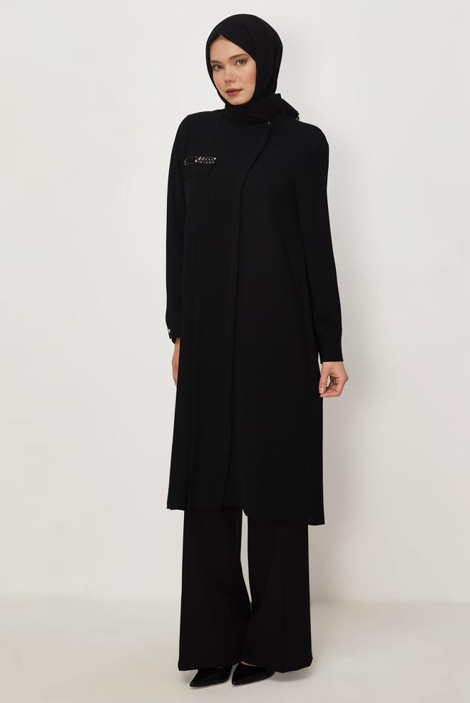 Hijab clothing BLACK WIDELEG PANTS 70994 - ALVİNA