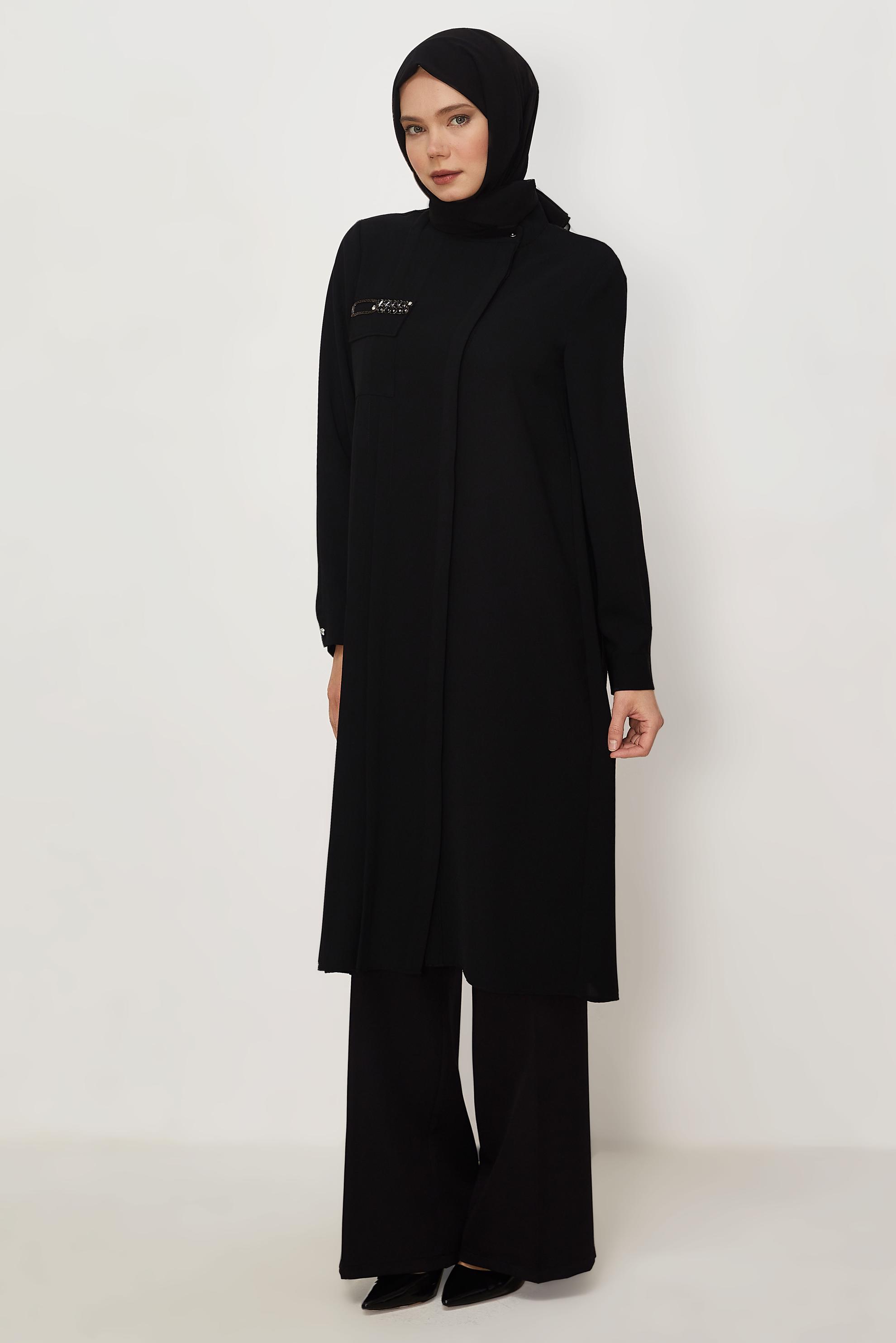 Hijab clothing BLACK WIDELEG PANTS 70994