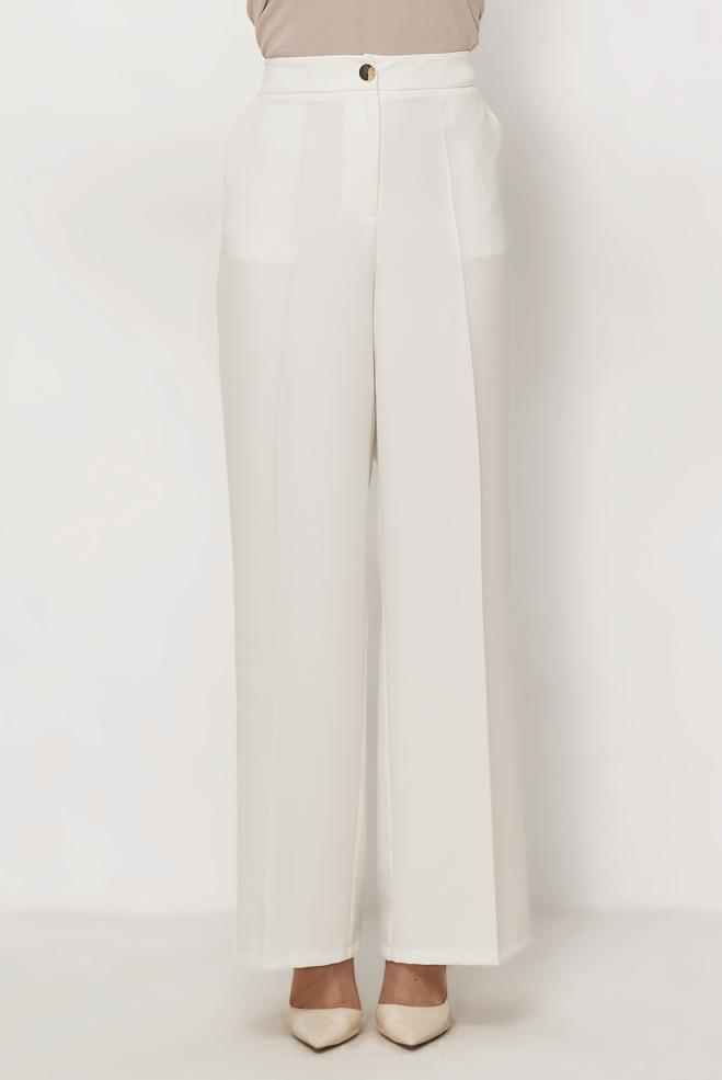 Hijab clothing WHITE WIDELEG PANTS 70994 - ALVİNA