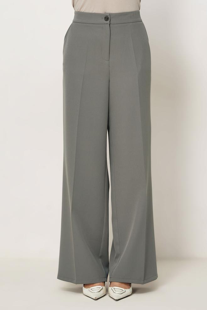 Hijab clothing GREY WIDELEG PANTS 70994 - ALVİNA