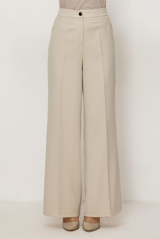 Hijab clothing ECRU WIDELEG PANTS 70994 - ALVİNA