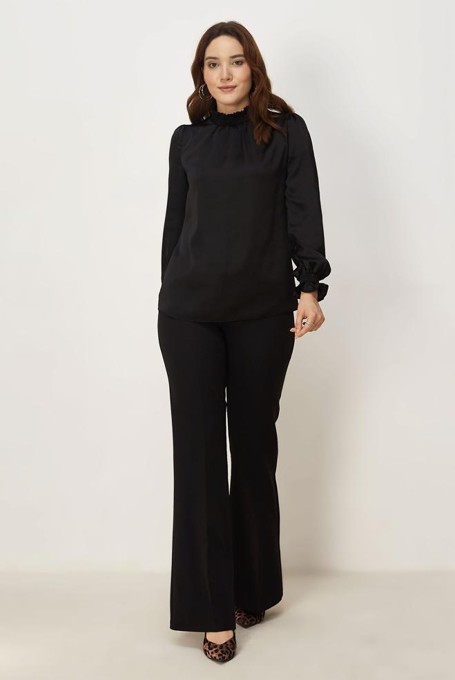 Hijab-Kleidung SCHWARZ SCHLAGHOSE 70995 - ALVİNA
