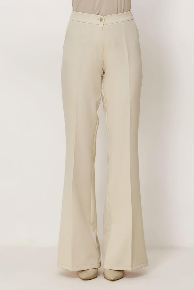 Hijab clothing ECRU FLARE PANTS 70995 - ALVİNA