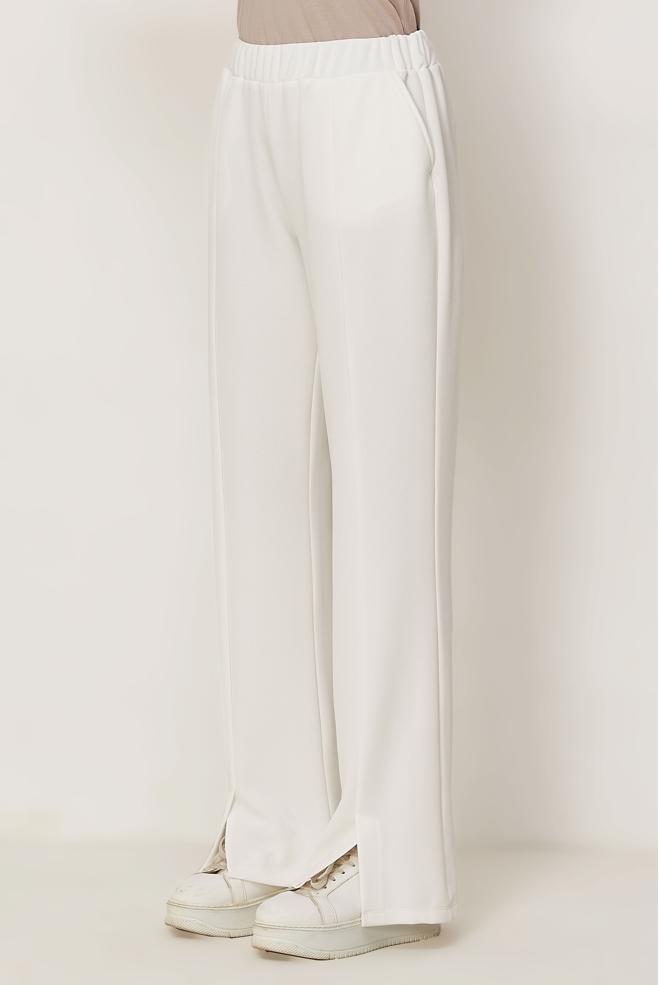 Hijab clothing WHITE ELASTIC WAIST PANTS 70996 - ALVİNA
