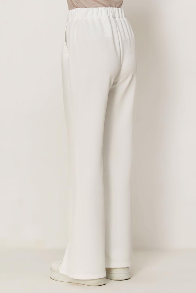 Hijab clothing WHITE ELASTIC WAIST PANTS 70996 - ALVİNA