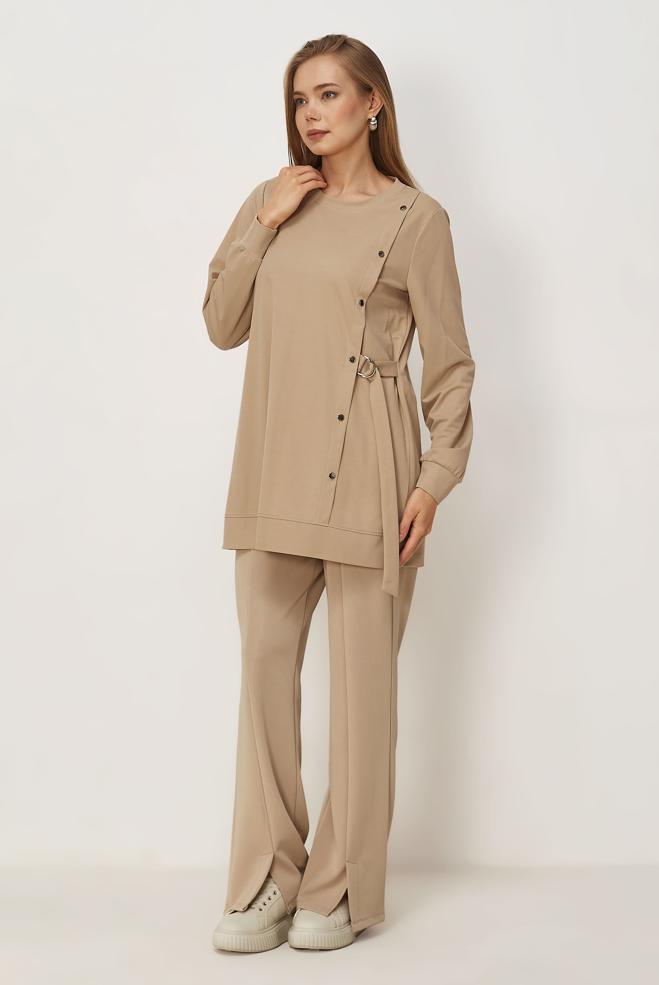 Hijab clothing SAND ELASTIC WAIST PANTS 70996 - ALVİNA