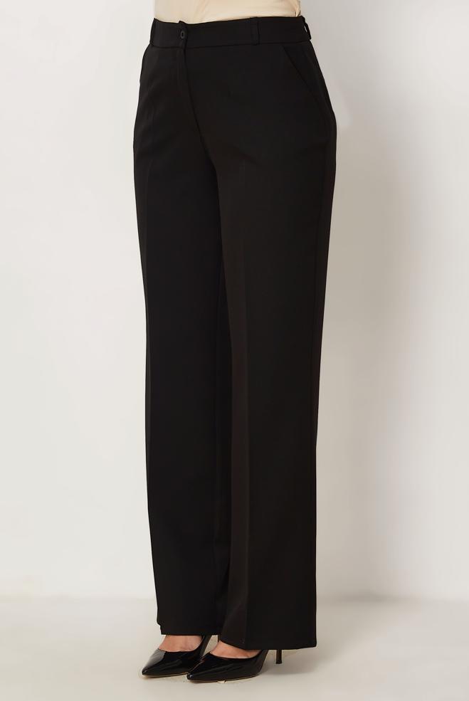 Hijab-Kleidung SCHWARZ GERADE GESCHNITTENE HOSE 70998 - ALVİNA