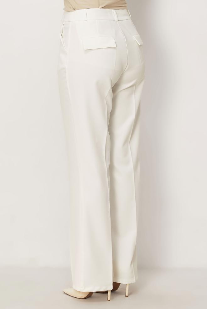 Hijab-Kleidung WEISS GERADE GESCHNITTENE HOSE 70998 - ALVİNA