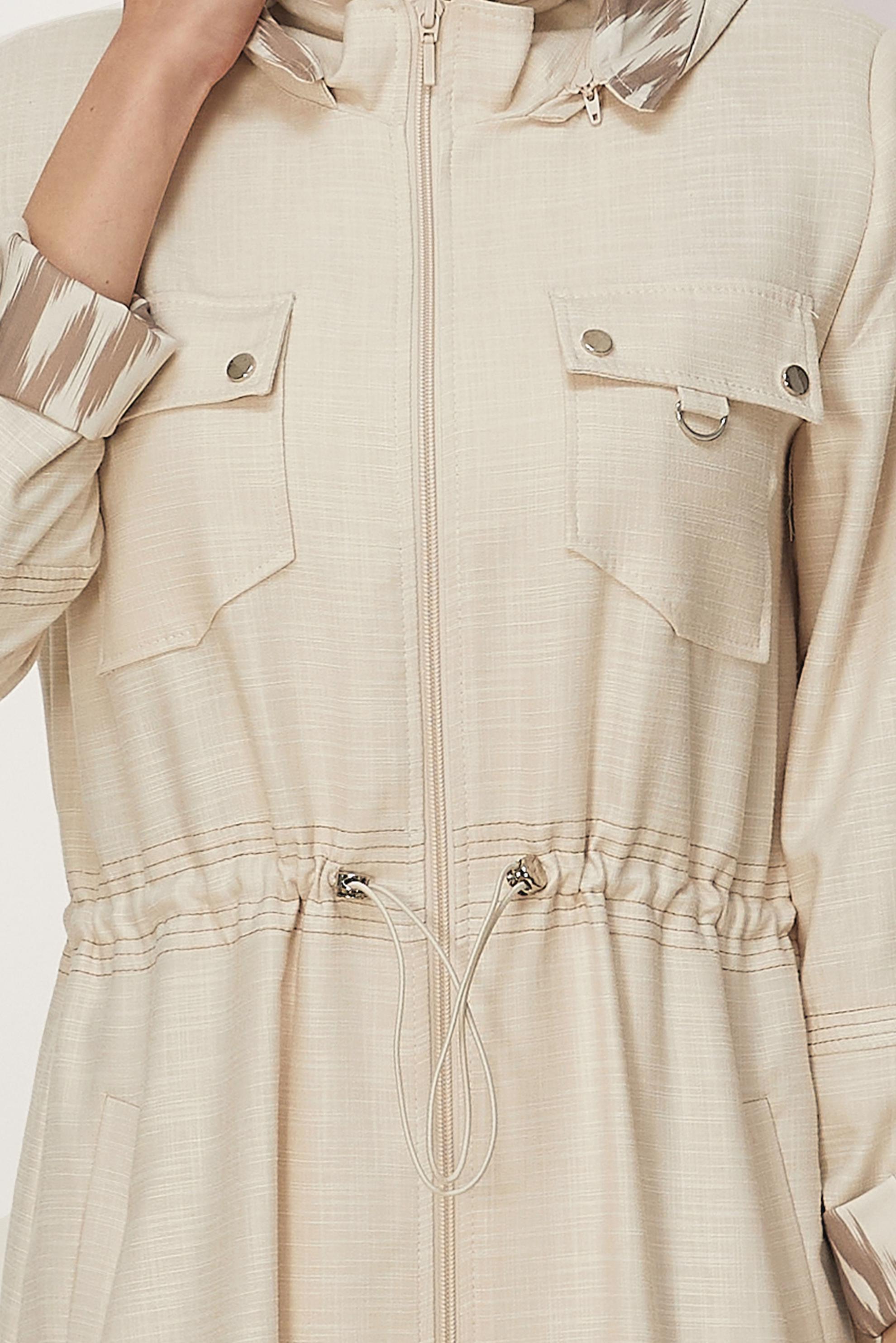 Hijab clothing BEIGE HOODED TOPCOAT 11005