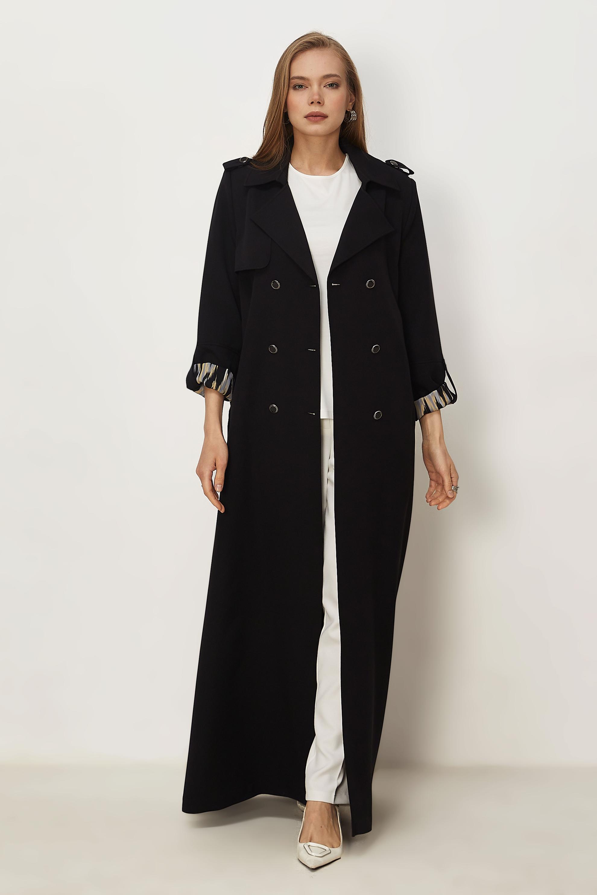 Hijab clothing BLACK BELTED TOPCOAT 11006