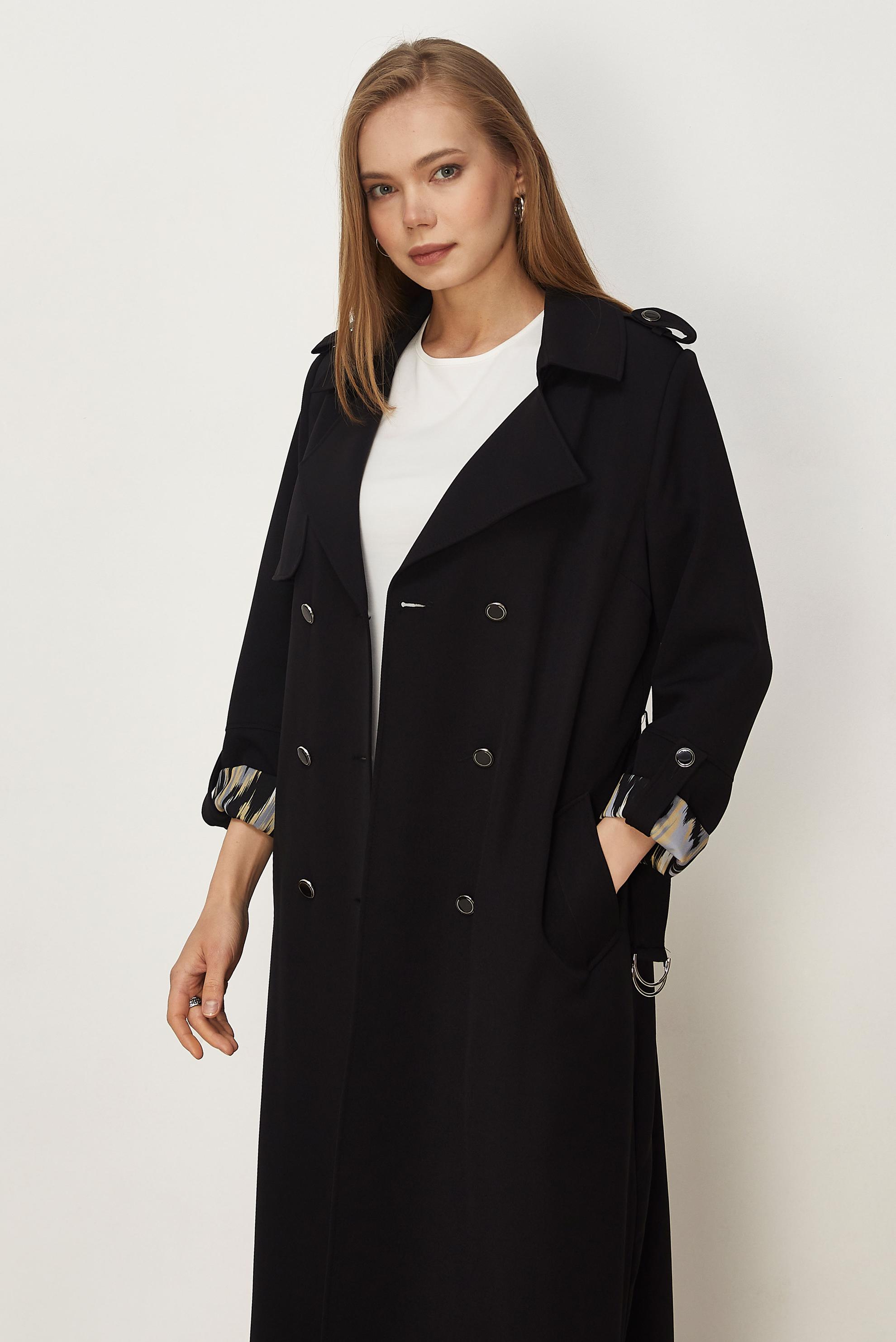 Hijab clothing BLACK BELTED TOPCOAT 11006