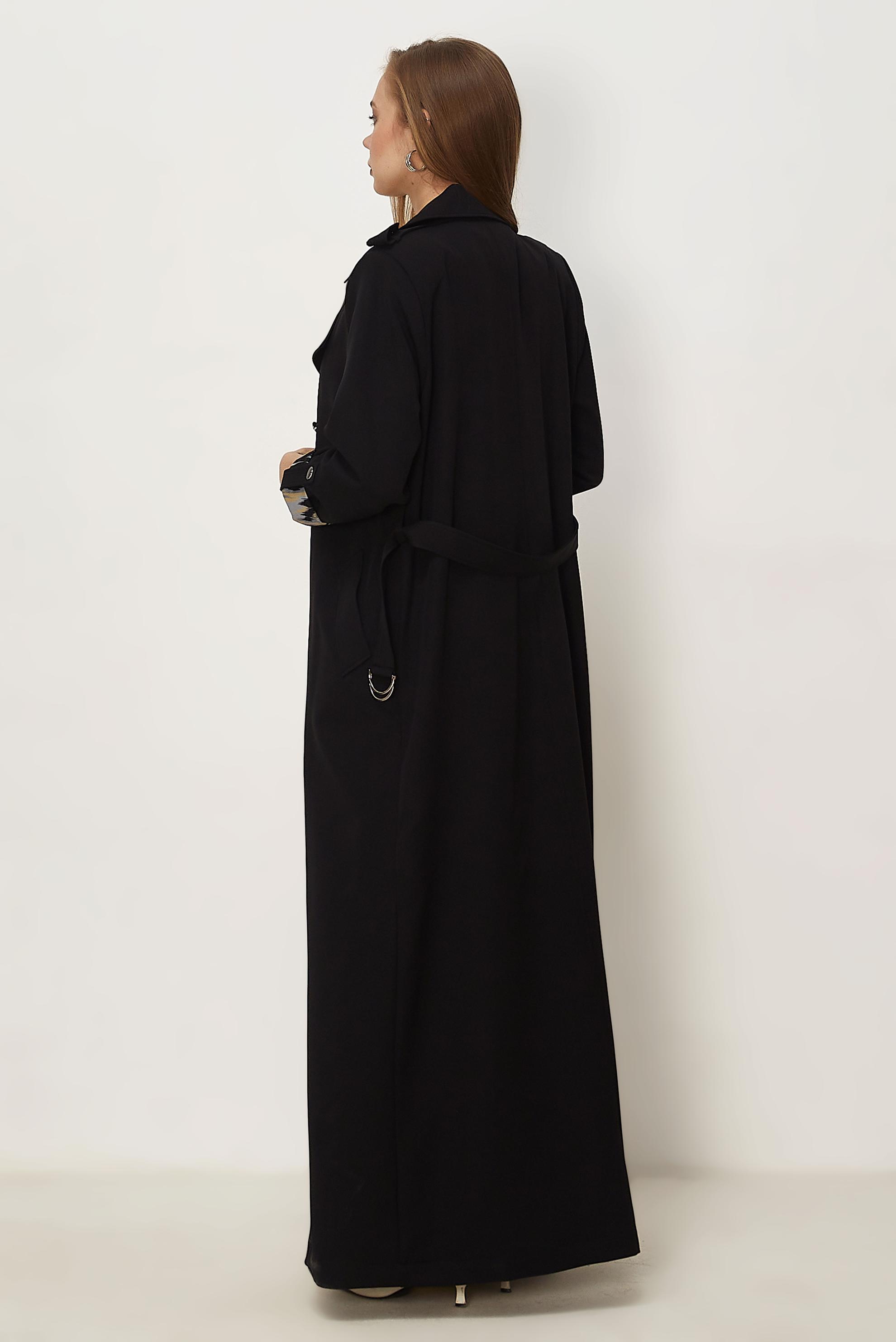 Hijab clothing BLACK BELTED TOPCOAT 11006
