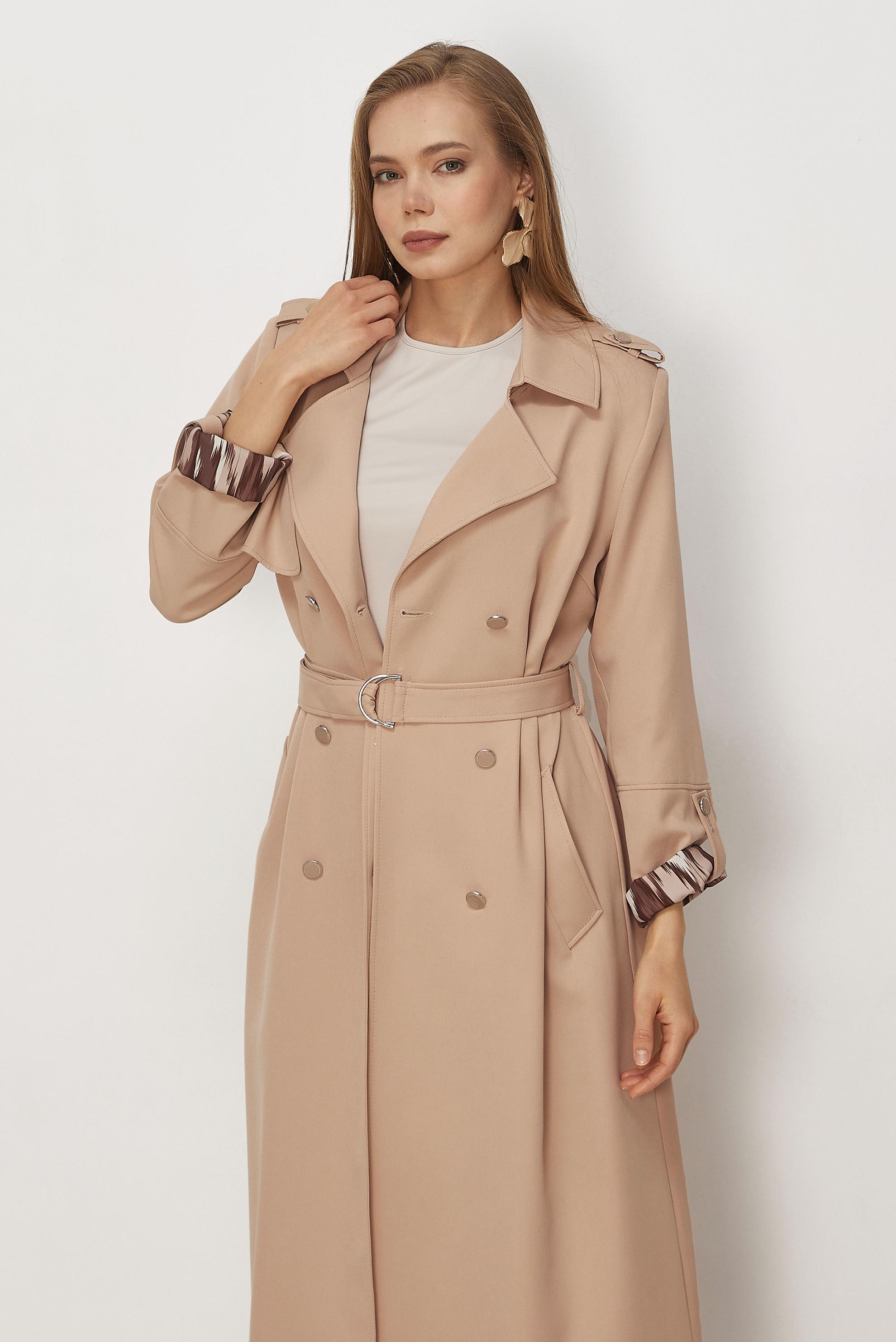 Hijab clothing BEIGE BELTED TOPCOAT 11006