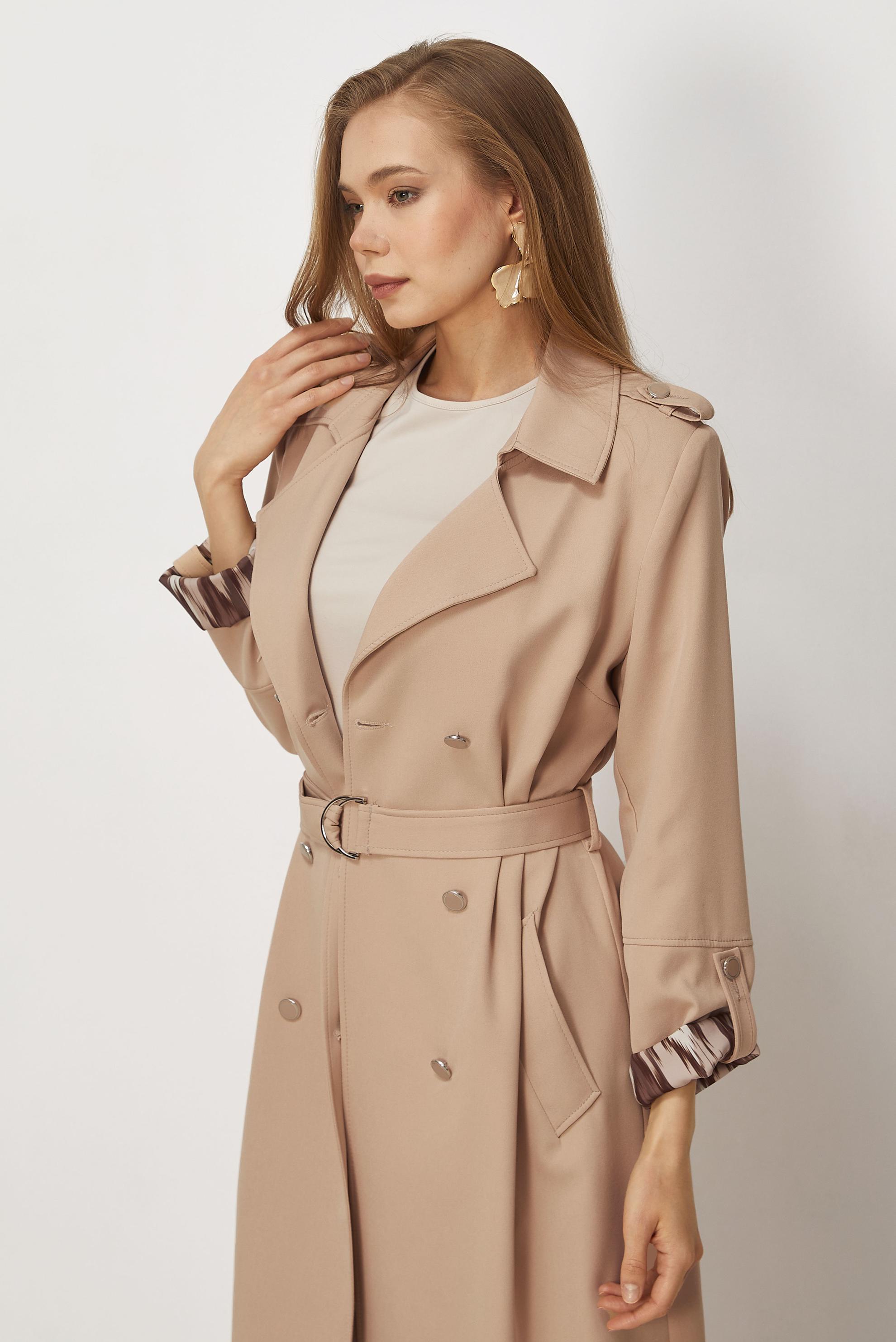 Hijab clothing BEIGE BELTED TOPCOAT 11006