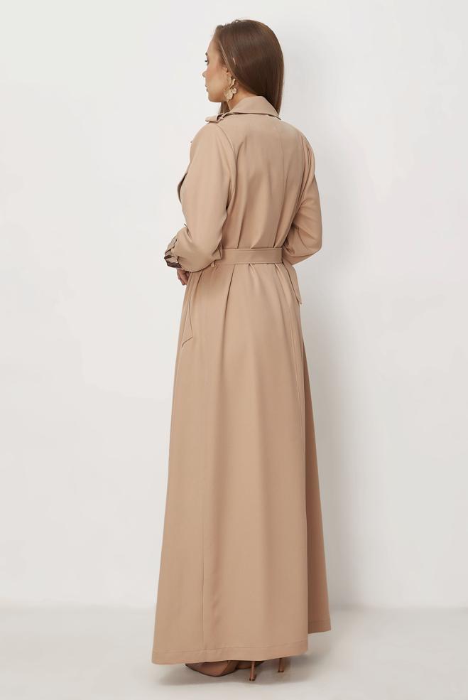 Hijab clothing BEIGE BELTED TOPCOAT 11006 - ALVİNA