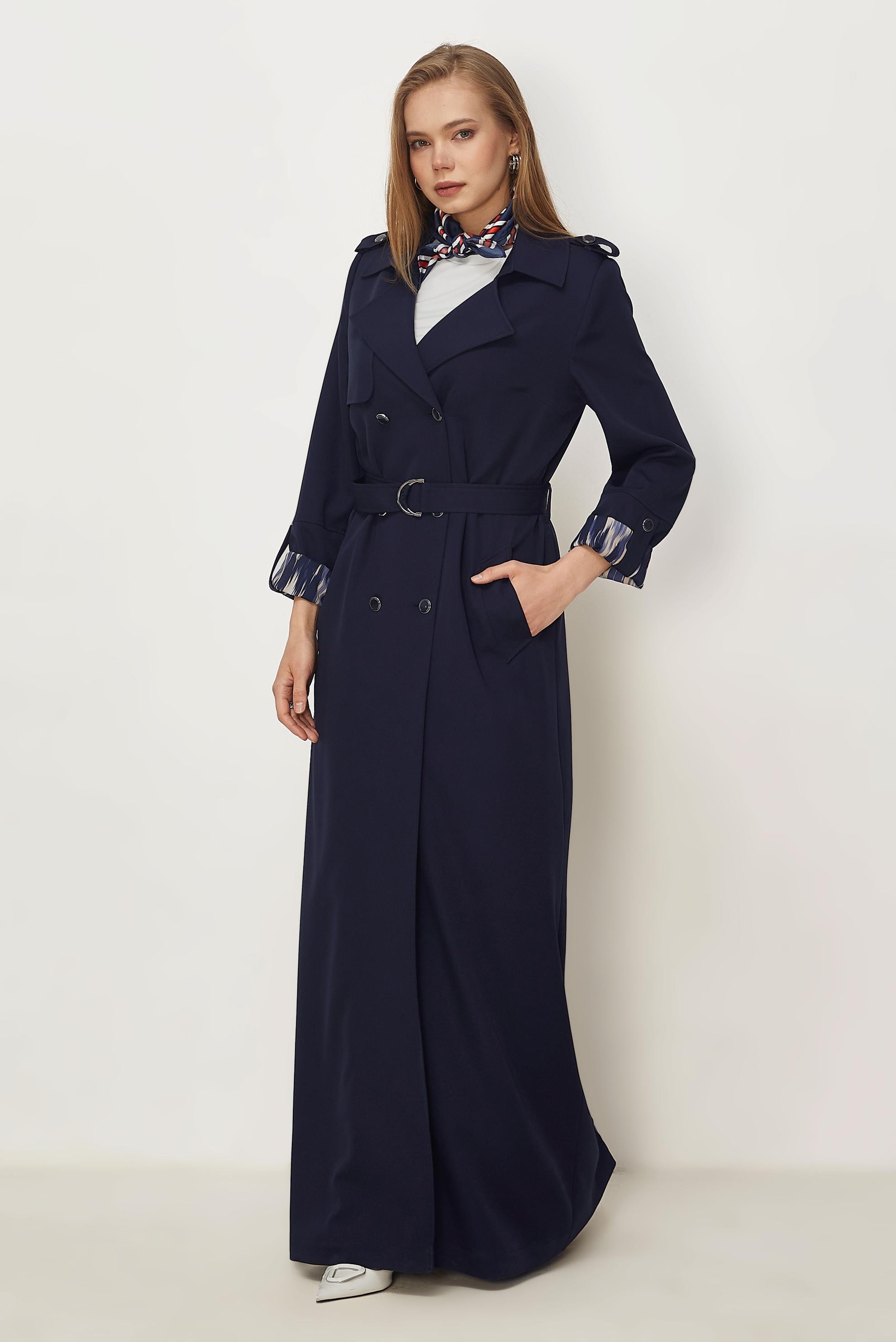 Hijab clothing NAVY BLUE BELTED TOPCOAT 11006