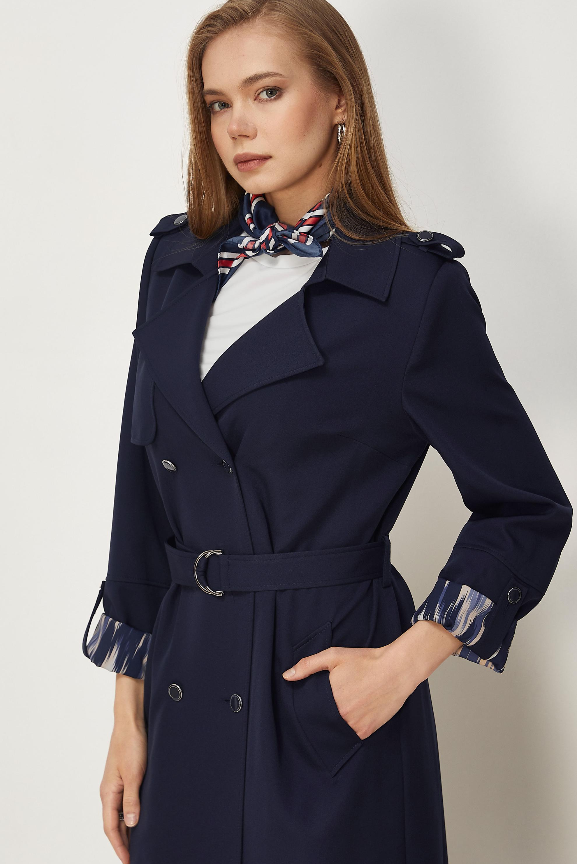 Hijab clothing NAVY BLUE BELTED TOPCOAT 11006
