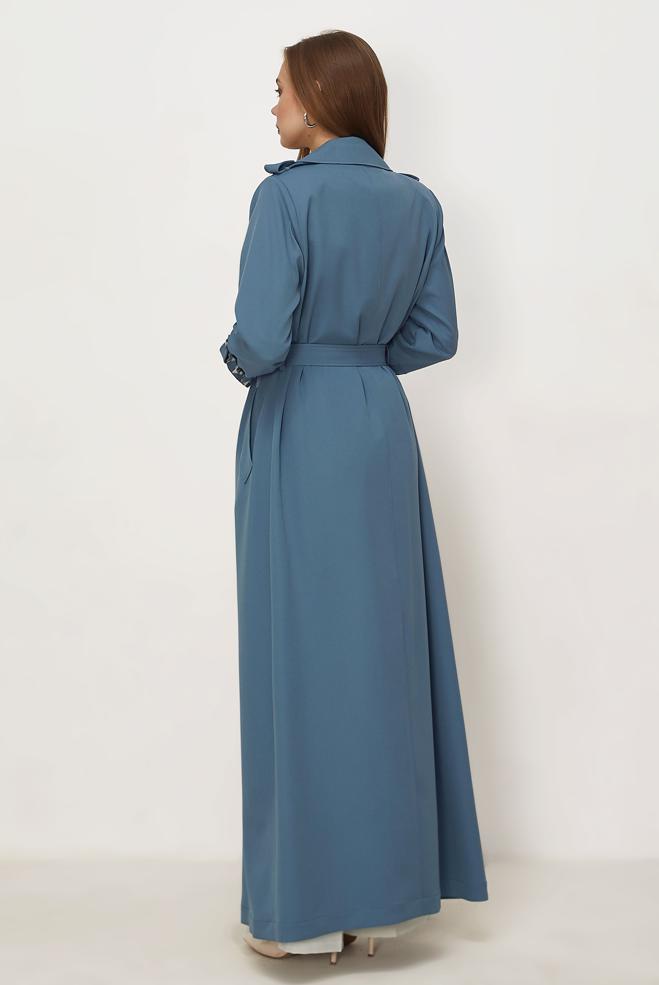 Hijab clothing BLUE BELTED TOPCOAT 11006 - ALVİNA