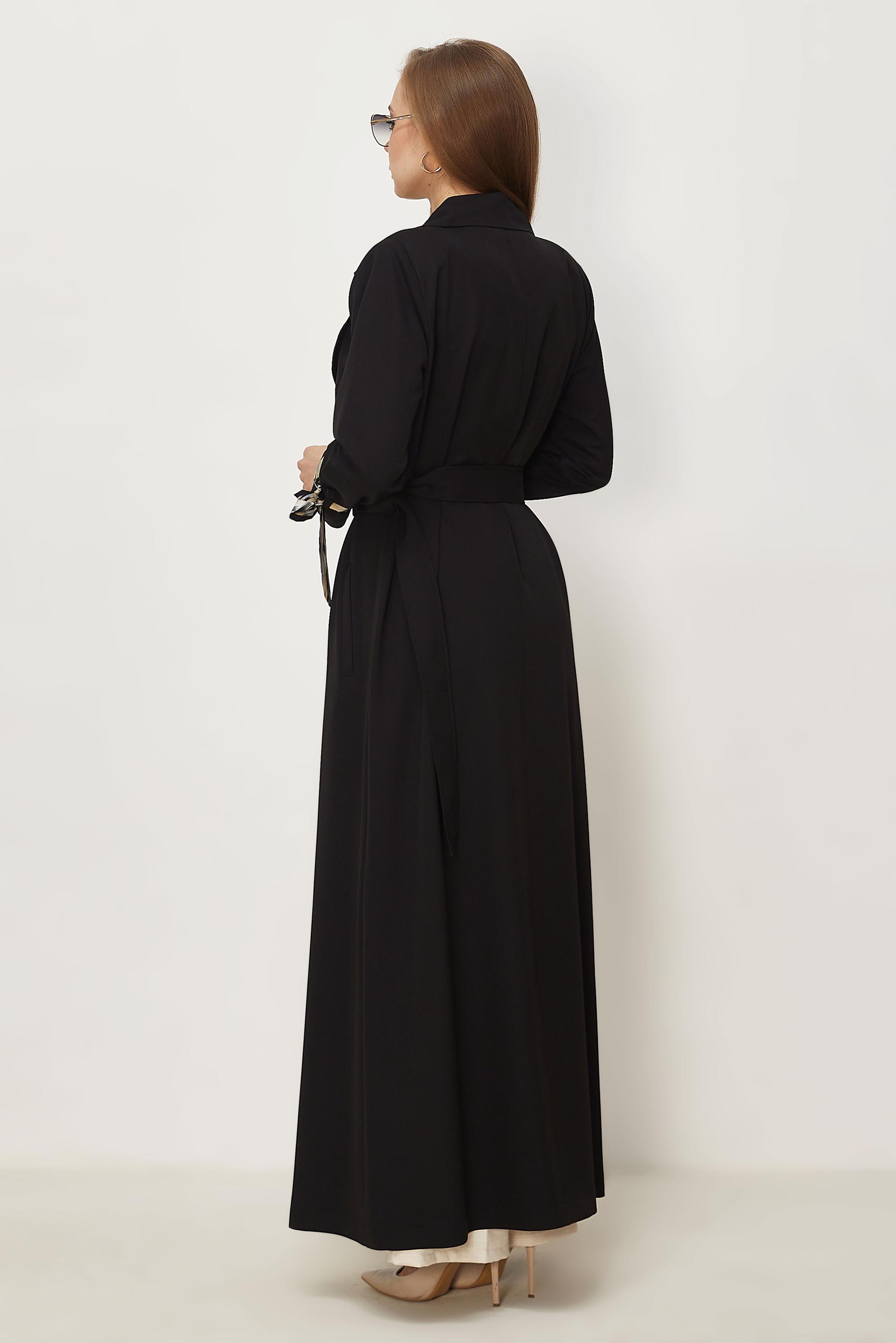 Hijab clothing BLACK SCARF DETAILED BELTED TOPCOAT 11007