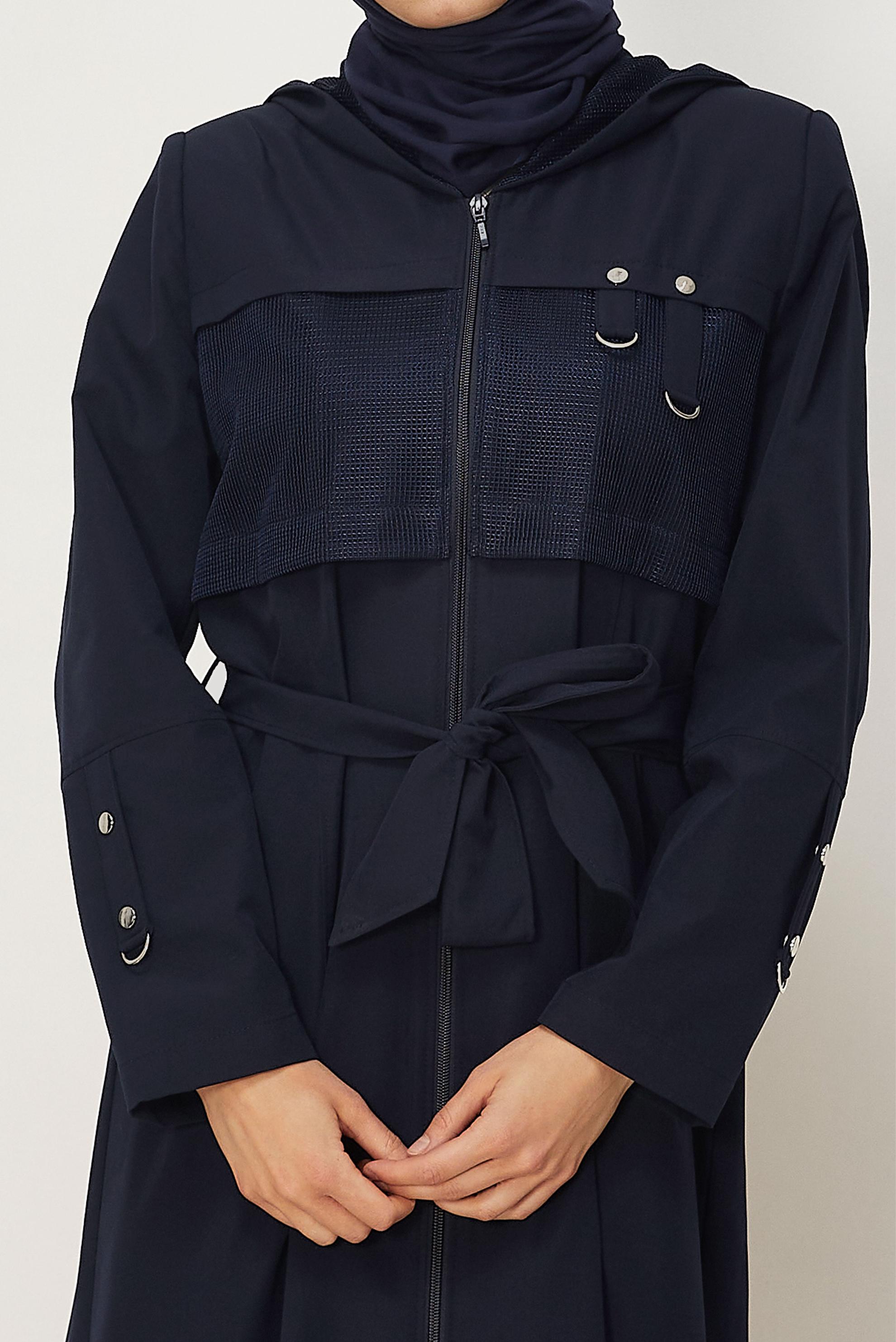 Hijab clothing NAVY BLUE BELTED TOPCOAT 11008