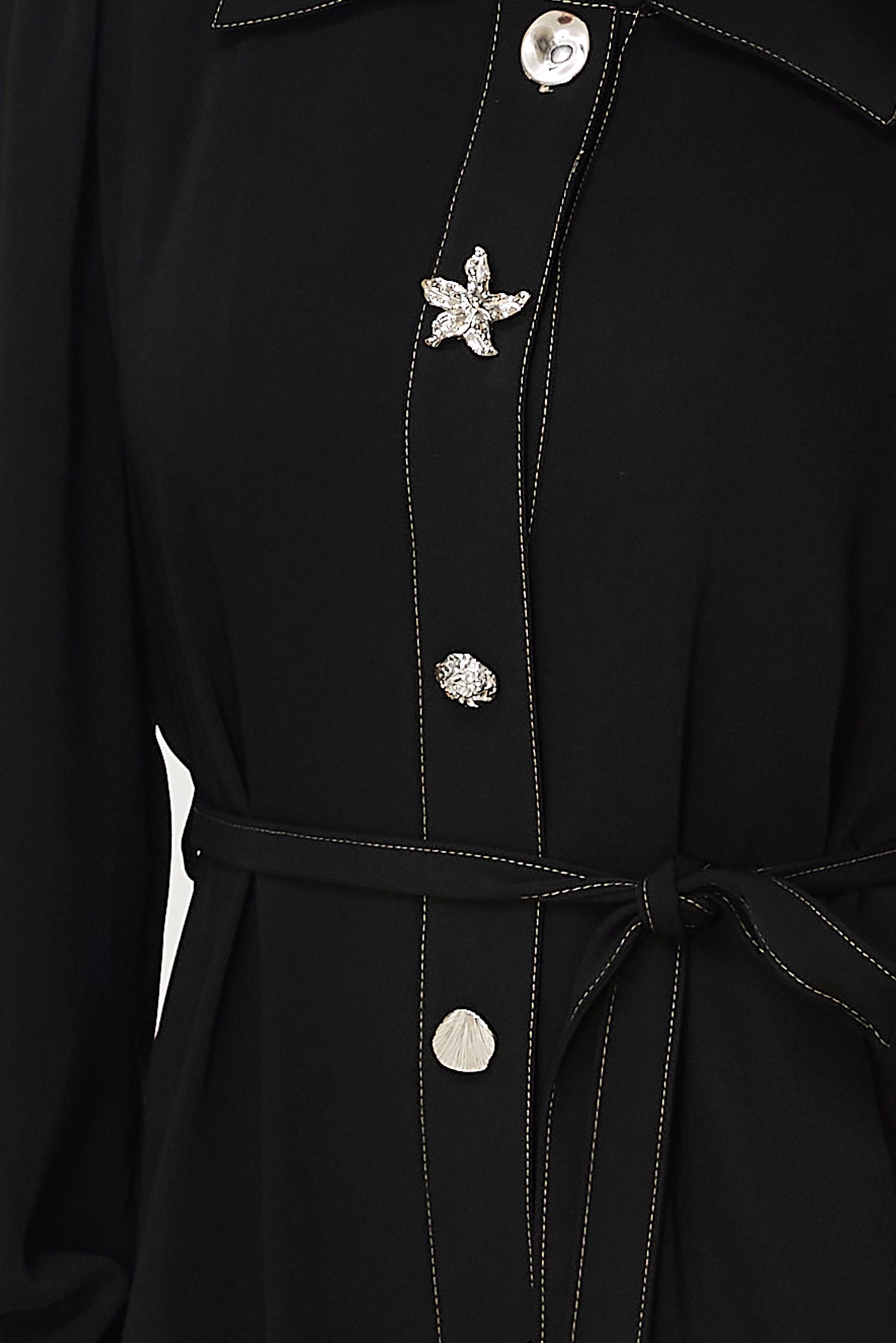 Hijab clothing BLACK BELTED TOPCOAT 11011