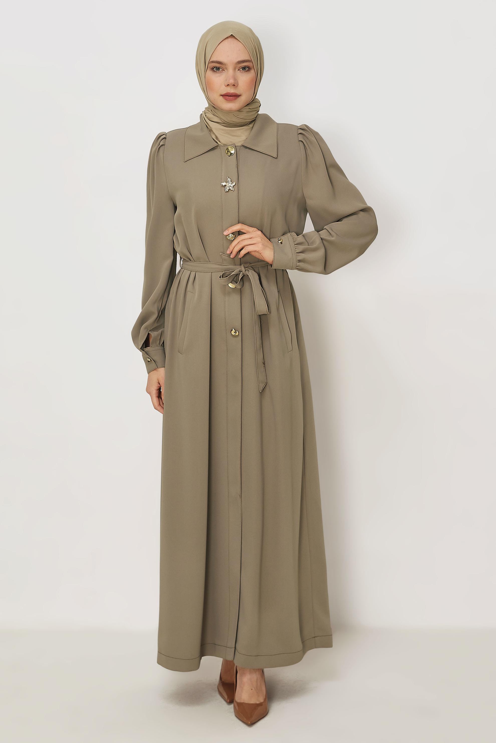 Hijab clothing MINK BELTED TOPCOAT 11011