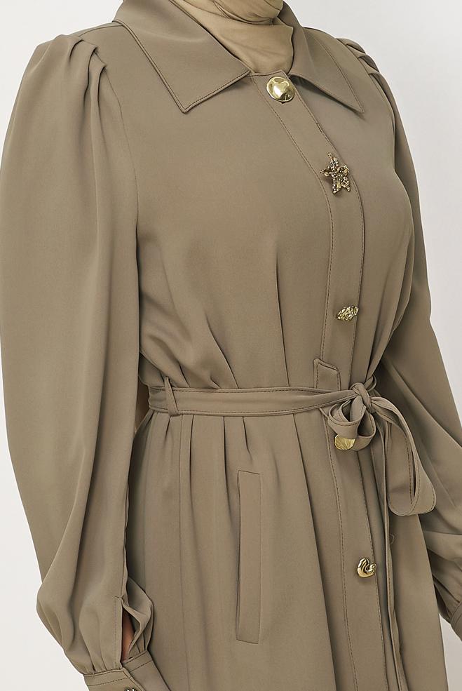Hijab clothing MINK BELTED TOPCOAT 11011 - ALVİNA