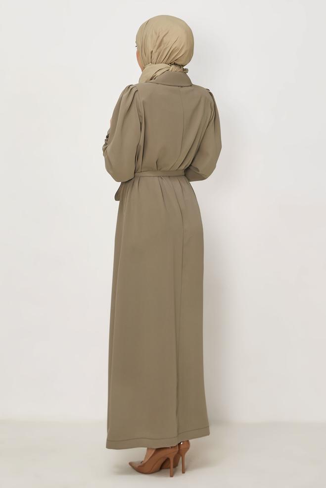 Hijab clothing MINK BELTED TOPCOAT 11011 - ALVİNA