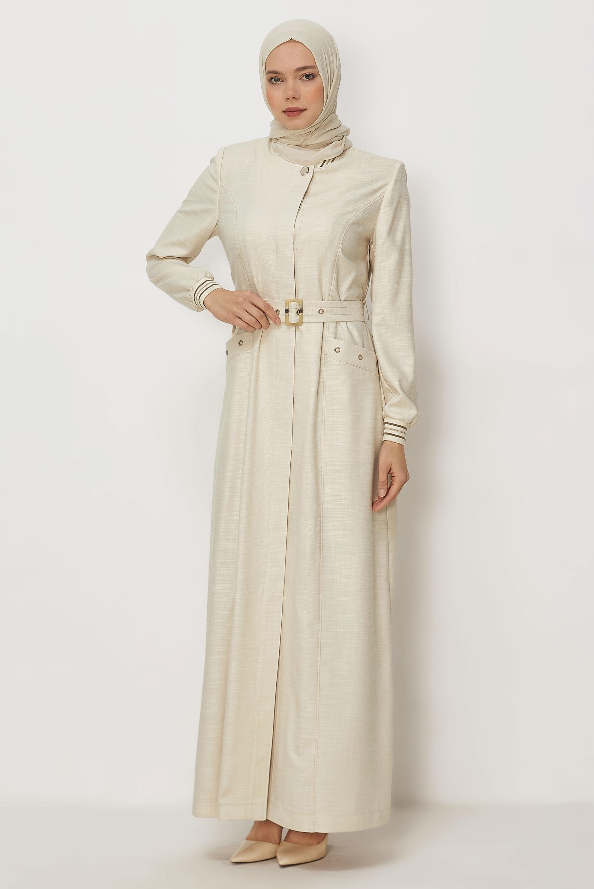 Hijab clothing BEIGE BELTED TOPCOAT 11012