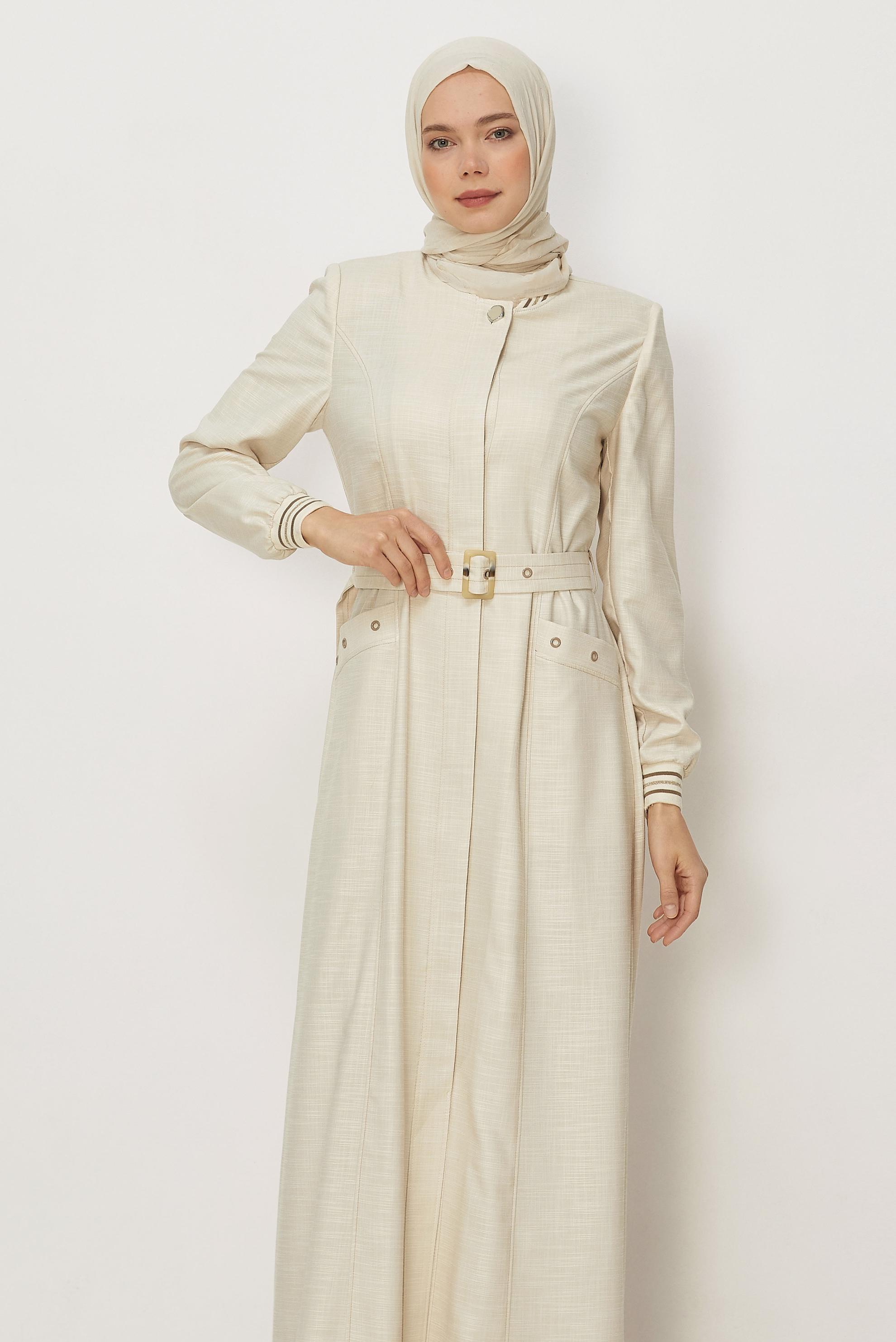 Hijab clothing BEIGE BELTED TOPCOAT 11012