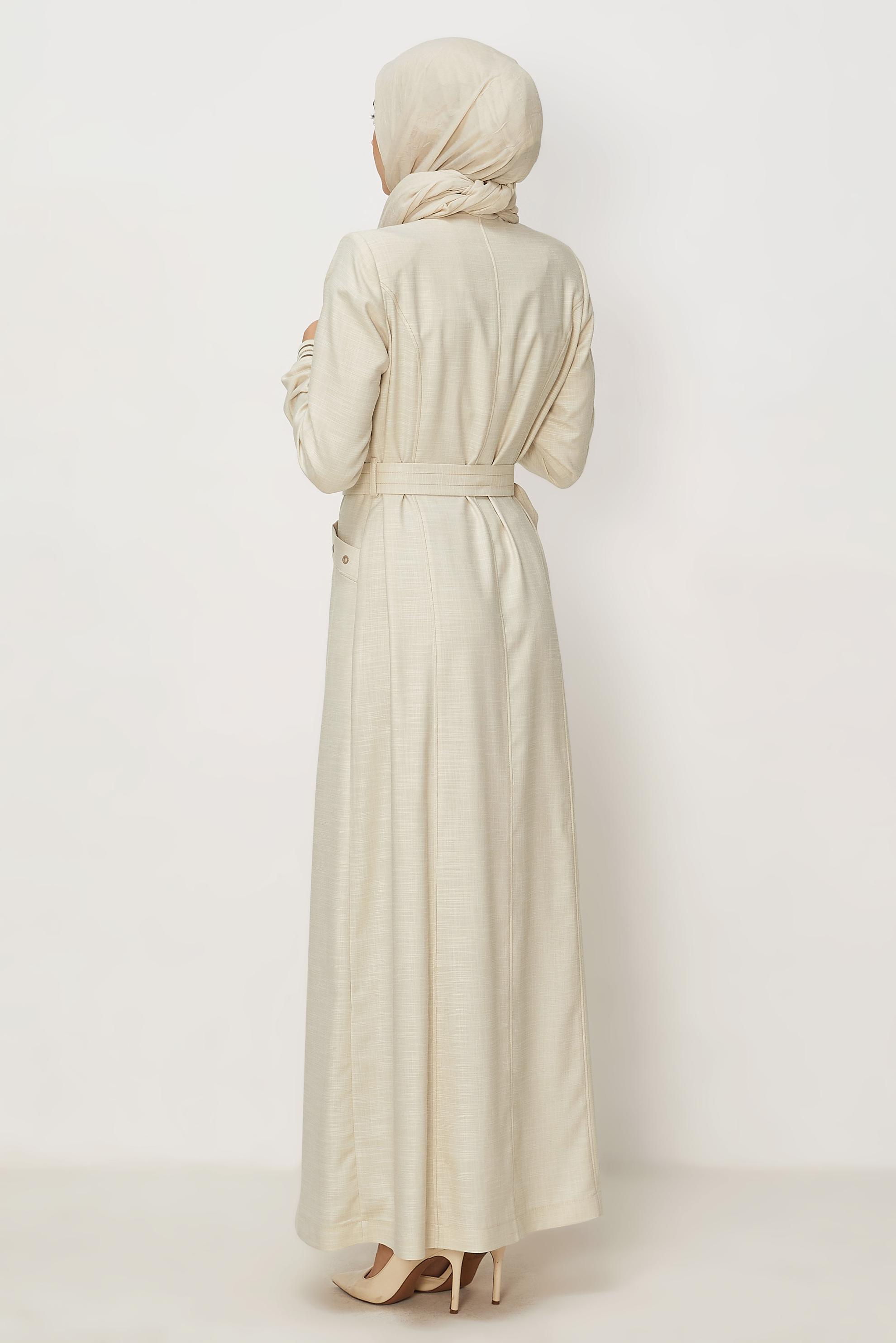 Hijab clothing BEIGE BELTED TOPCOAT 11012