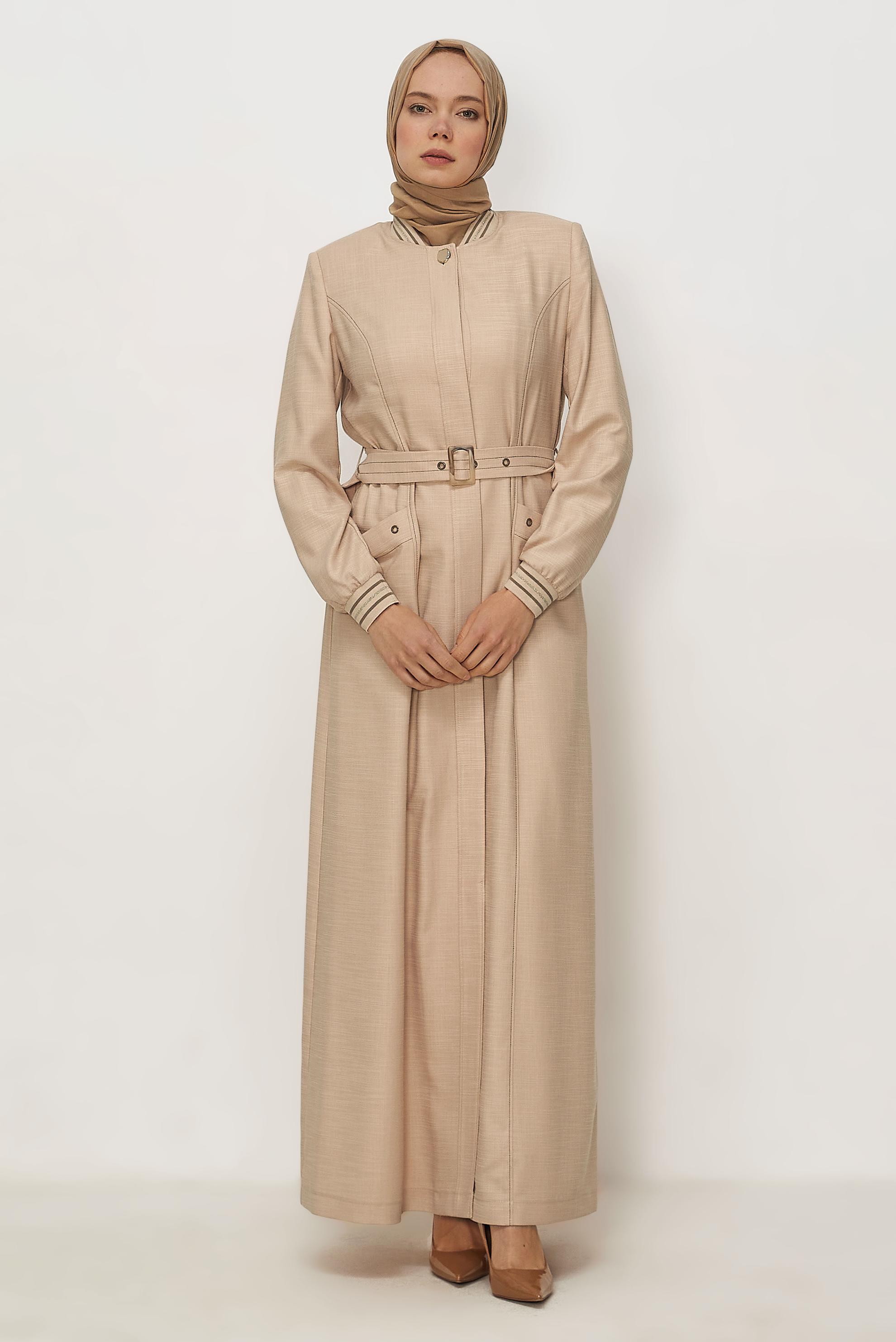 Hijab clothing BEIGE BELTED TOPCOAT 11012