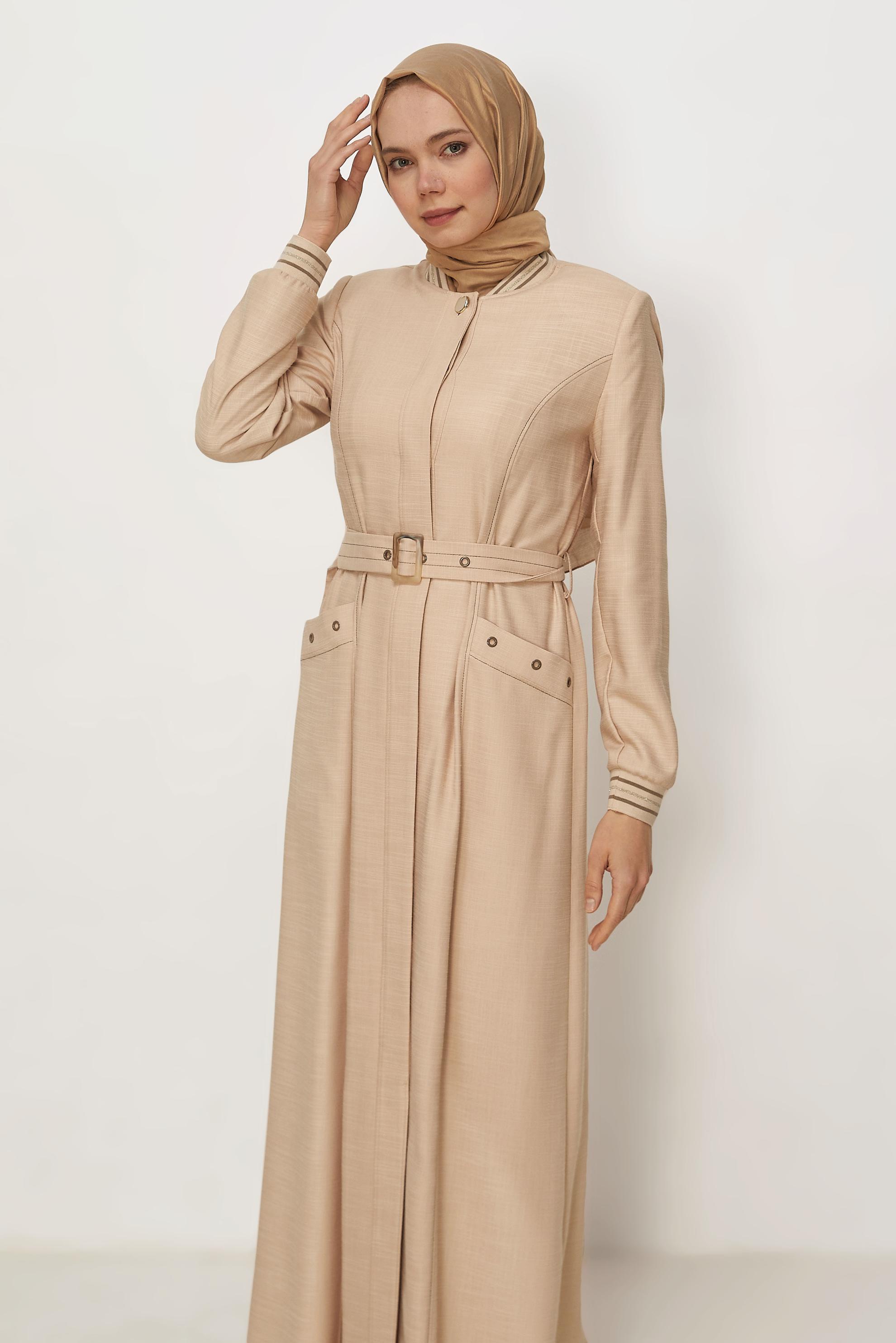 Hijab clothing BEIGE BELTED TOPCOAT 11012