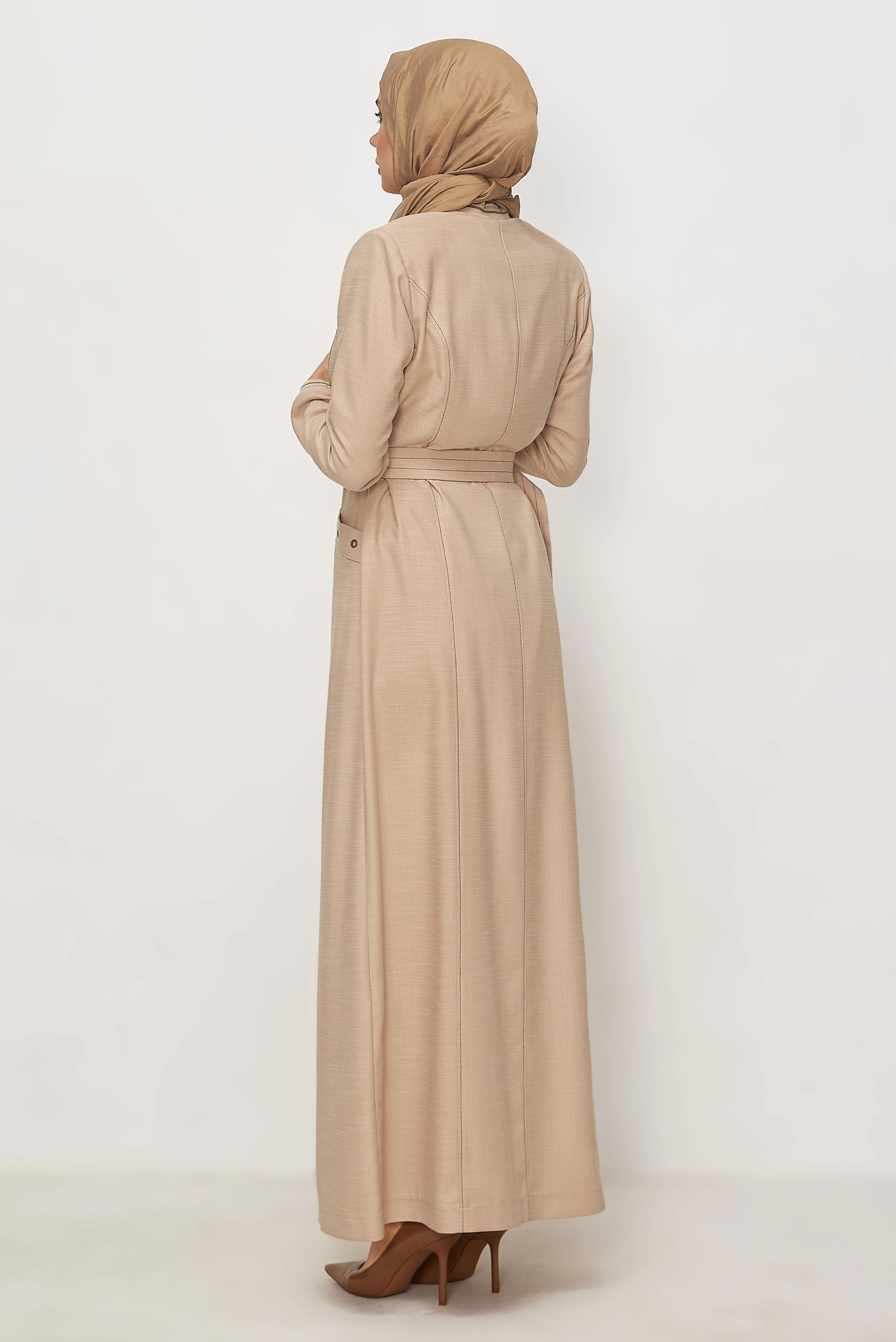 Hijab clothing BEIGE BELTED TOPCOAT 11012