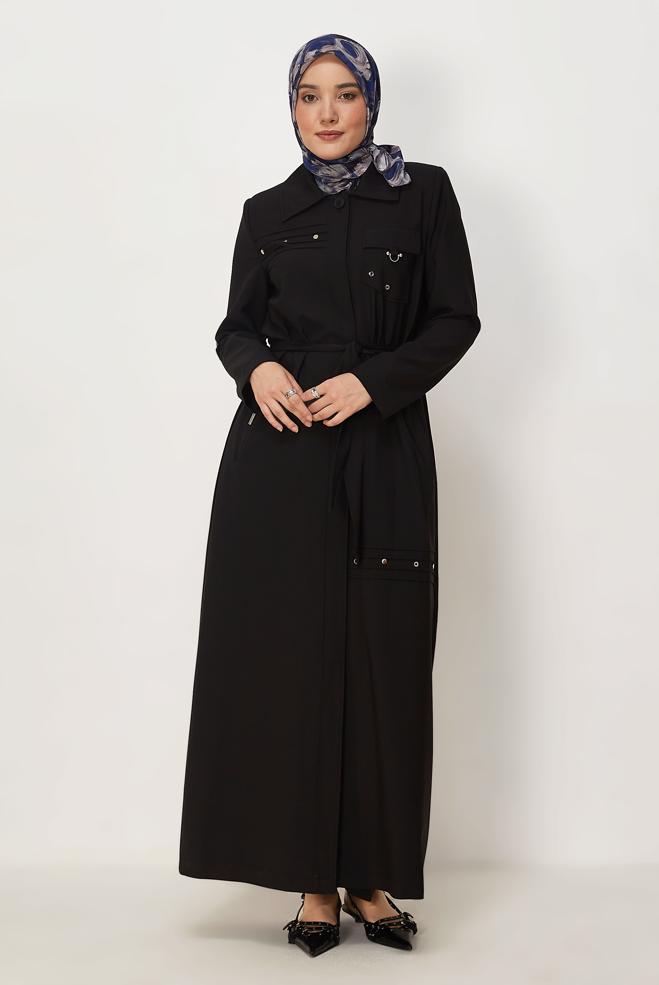 Tesettür giyim SİYAH 11016 ARMOUR PARDESÜ 40-48 TEK 42 - ALVİNA