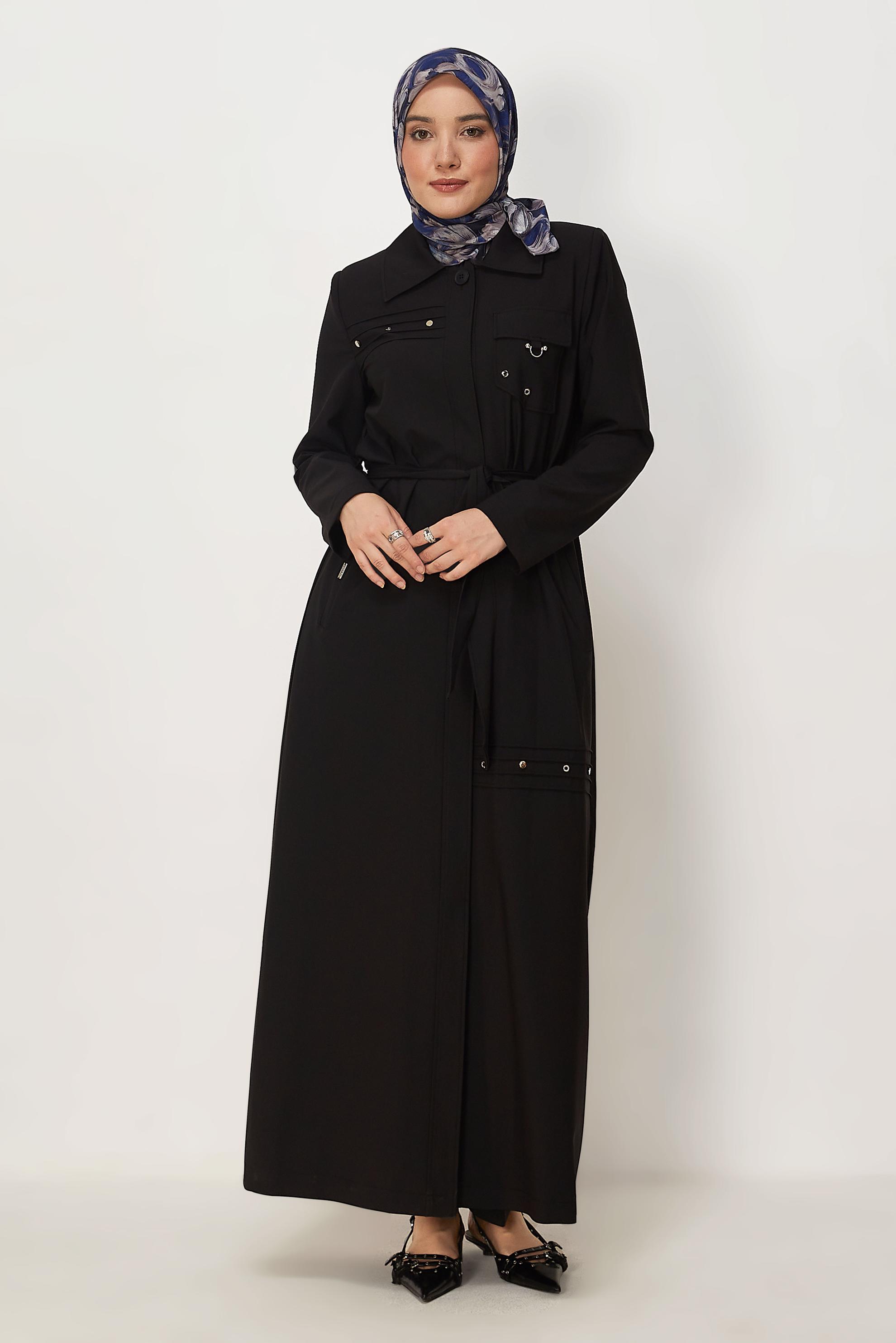 Tesettür giyim SİYAH 11016 ARMOUR PARDESÜ 40-48 TEK 42