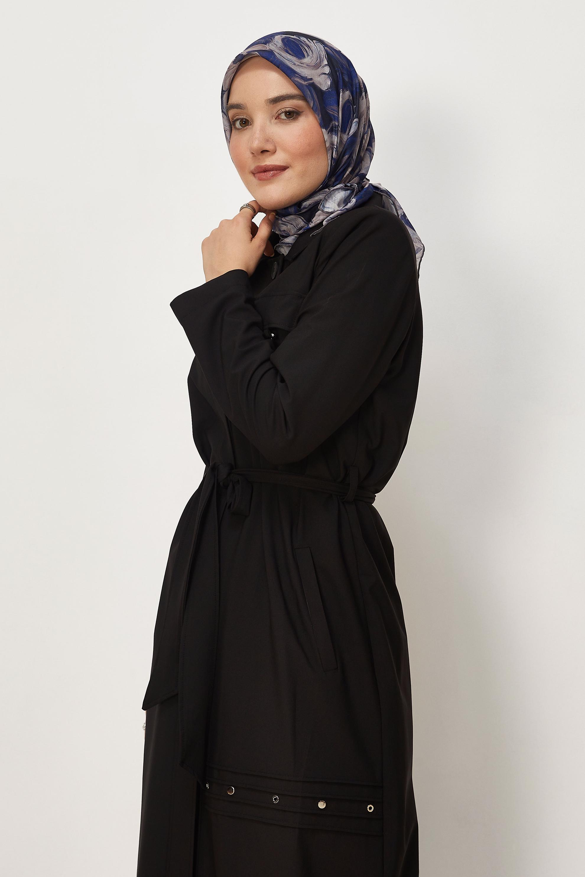 Tesettür giyim SİYAH 11016 ARMOUR PARDESÜ 40-48 TEK 42