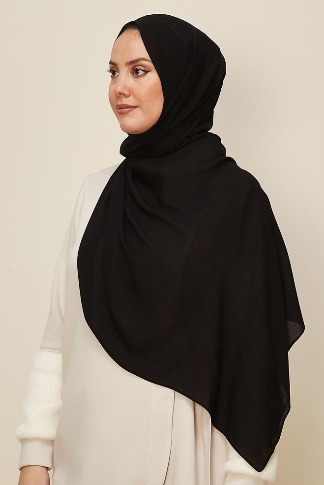 Vêtements hijab NOIR CHÂLE ORGANIC ALVINA 8615 - ALVİNA