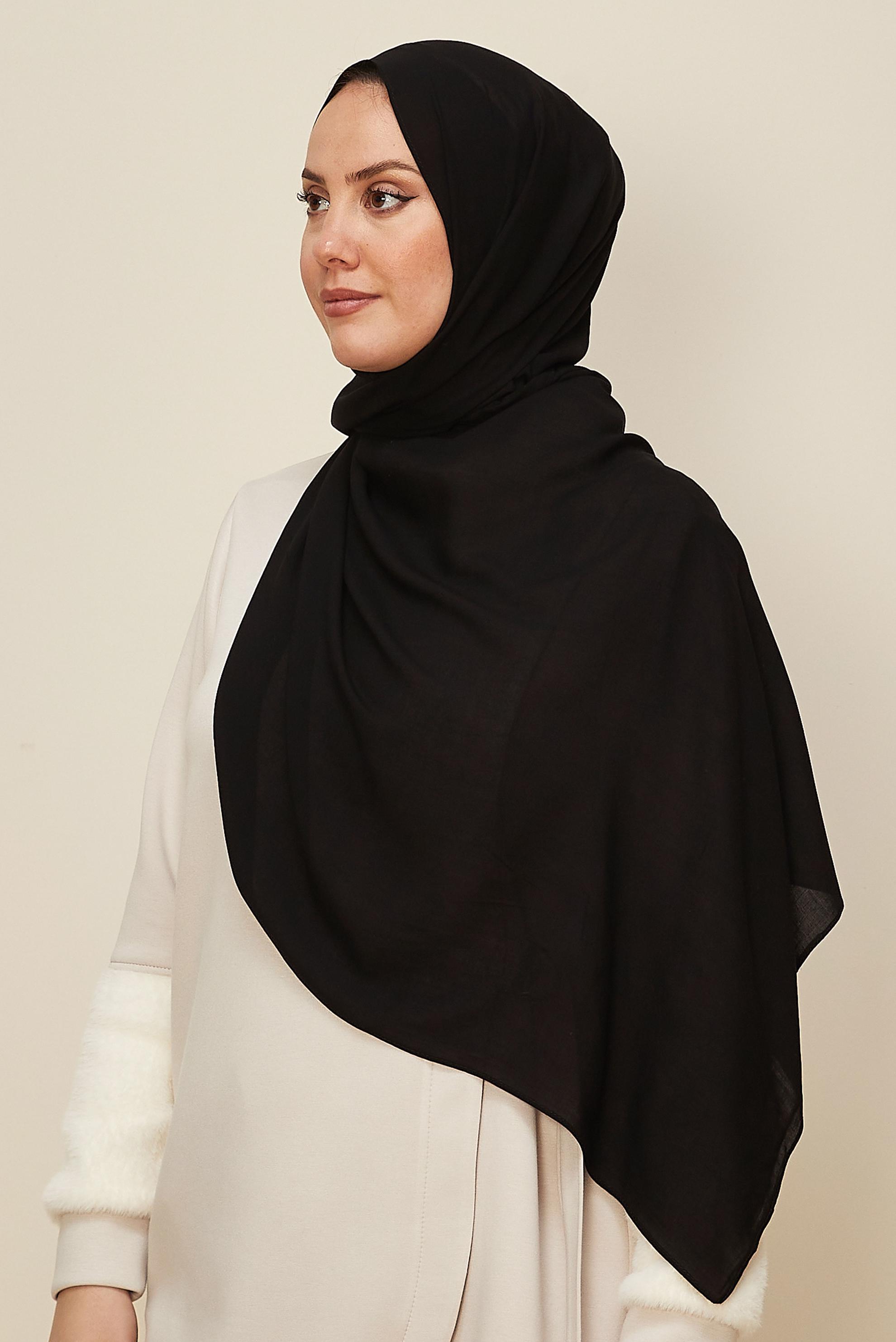 Vêtements hijab NOIR CHÂLE ORGANIC ALVINA 8615