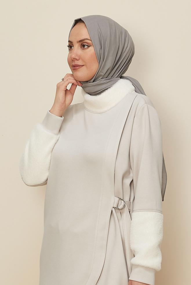 Hijab clothing GREY 8615 ALVİNA ORGANİK VİSKON ŞAL(NRL) - ALVİNA