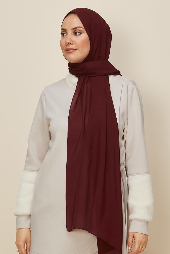 Vêtements hijab ROUGE BORDEAUX CHÂLE ORGANIC ALVINA 8615 - ALVİNA