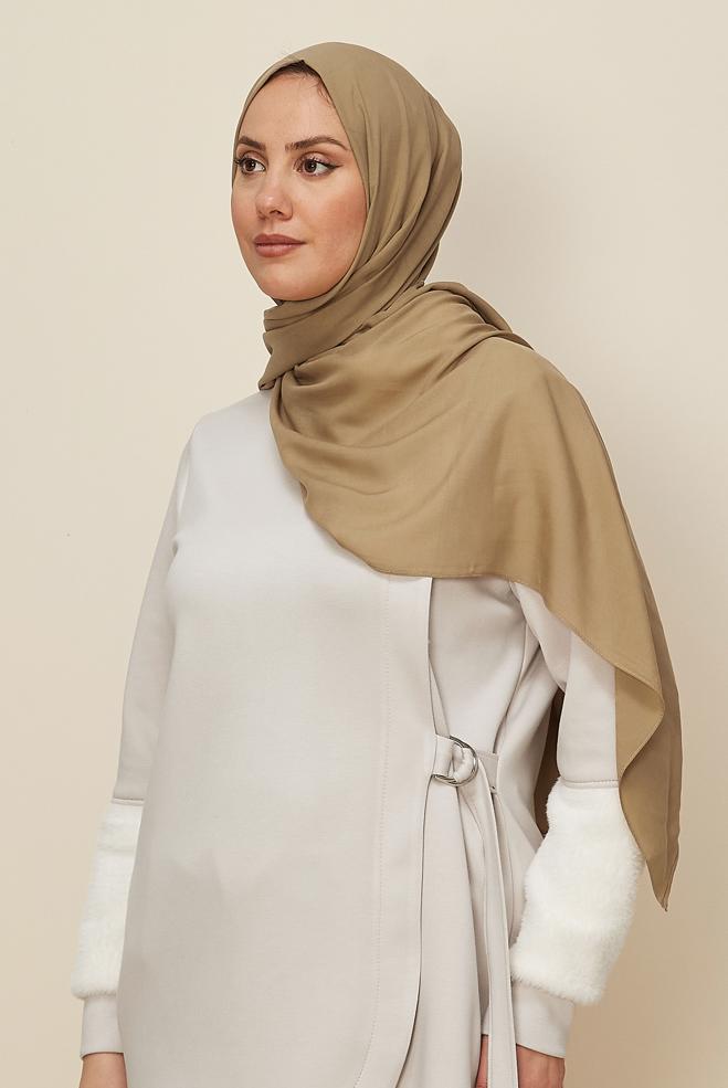 Hijab clothing BROWN 8615 ALVİNA ORGANİK VİSKON ŞAL(NRL) - ALVİNA