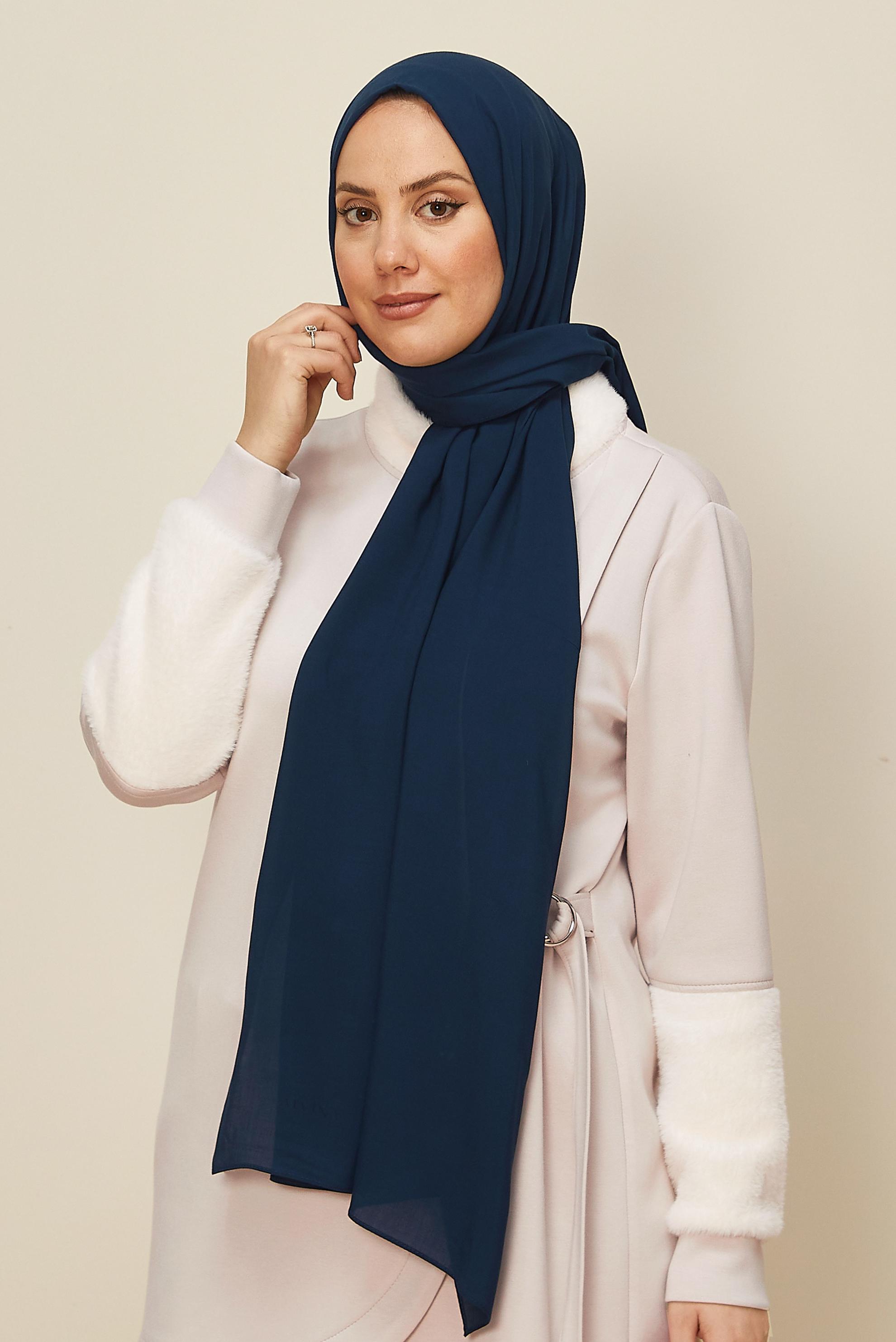 Vêtements hijab BLEU MARINE CHÂLE ORGANIC ALVINA 8615