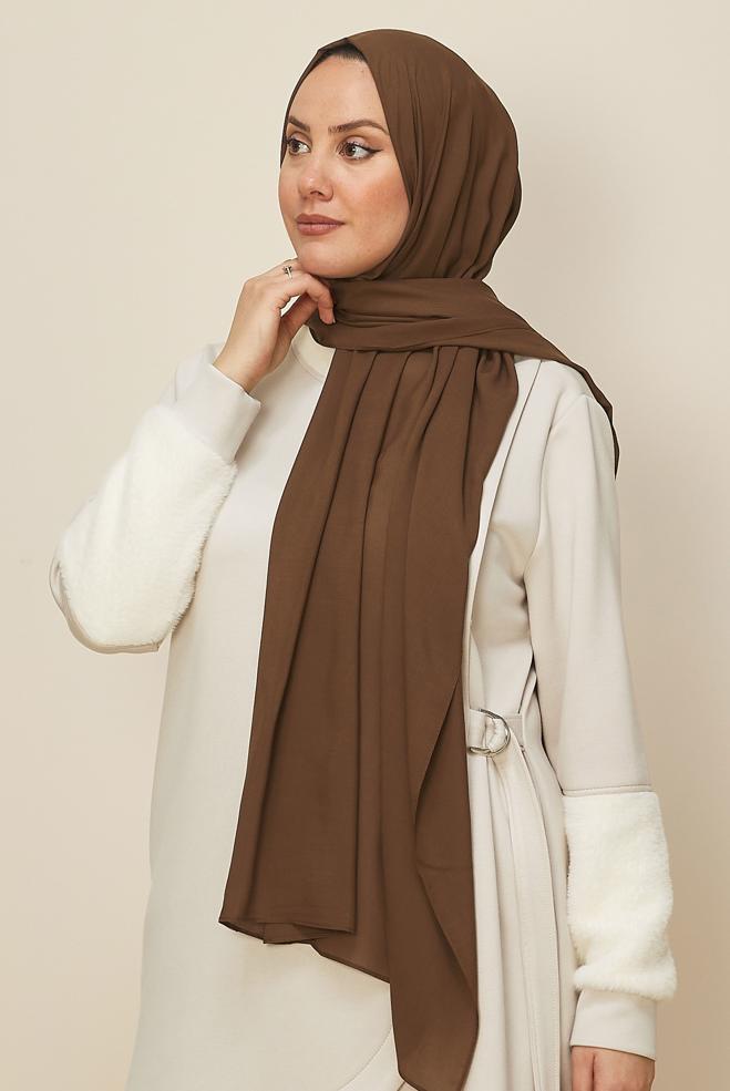 Vêtements hijab BRUN CHÂLE ORGANIC ALVINA 8615 - ALVİNA