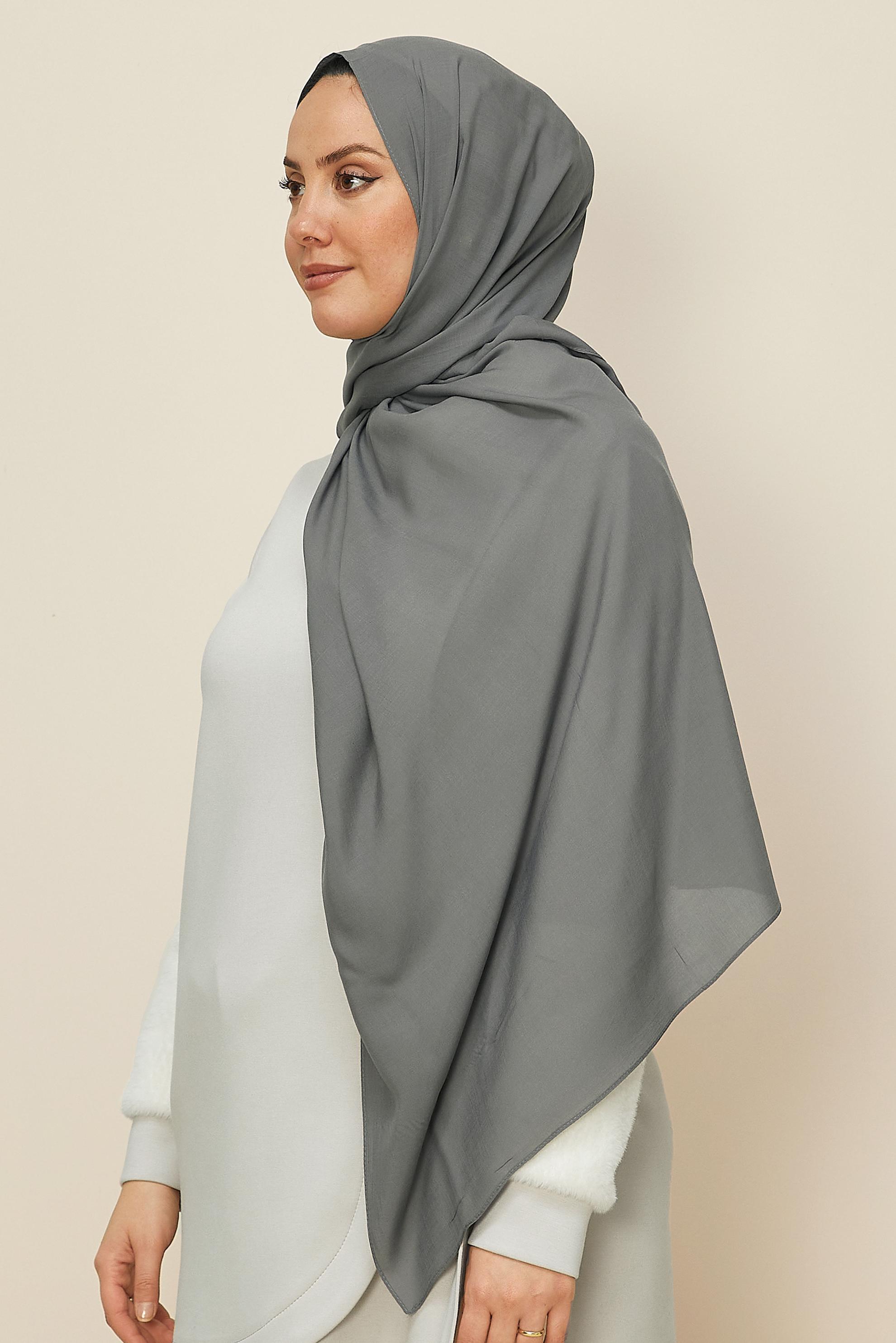Vêtements hijab GRIS CHÂLE ORGANIC ALVINA 8615