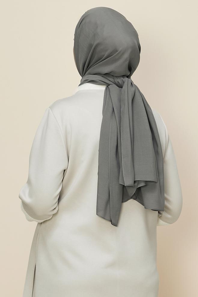 Vêtements hijab GRIS CHÂLE ORGANIC ALVINA 8615 - ALVİNA