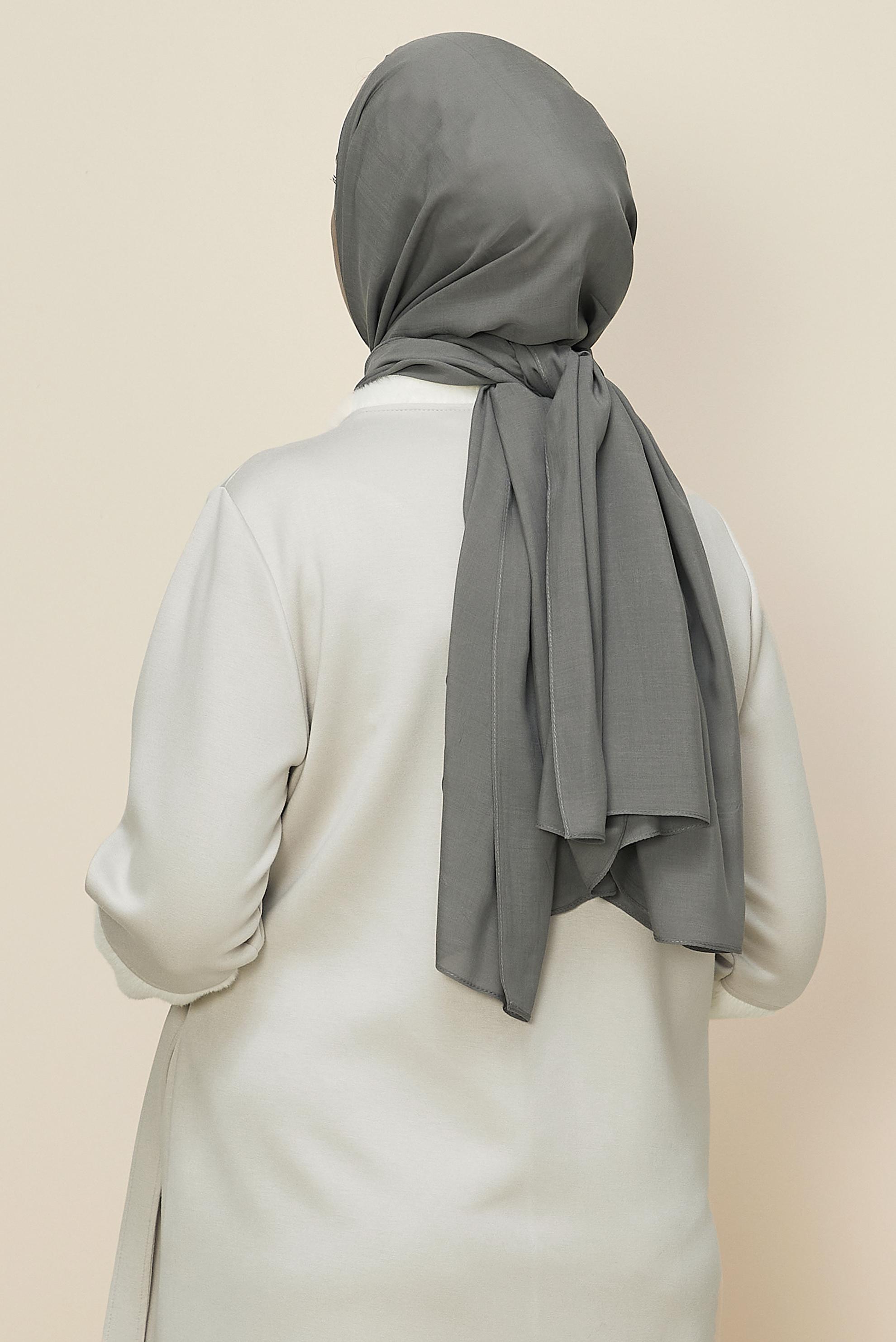 Vêtements hijab GRIS CHÂLE ORGANIC ALVINA 8615